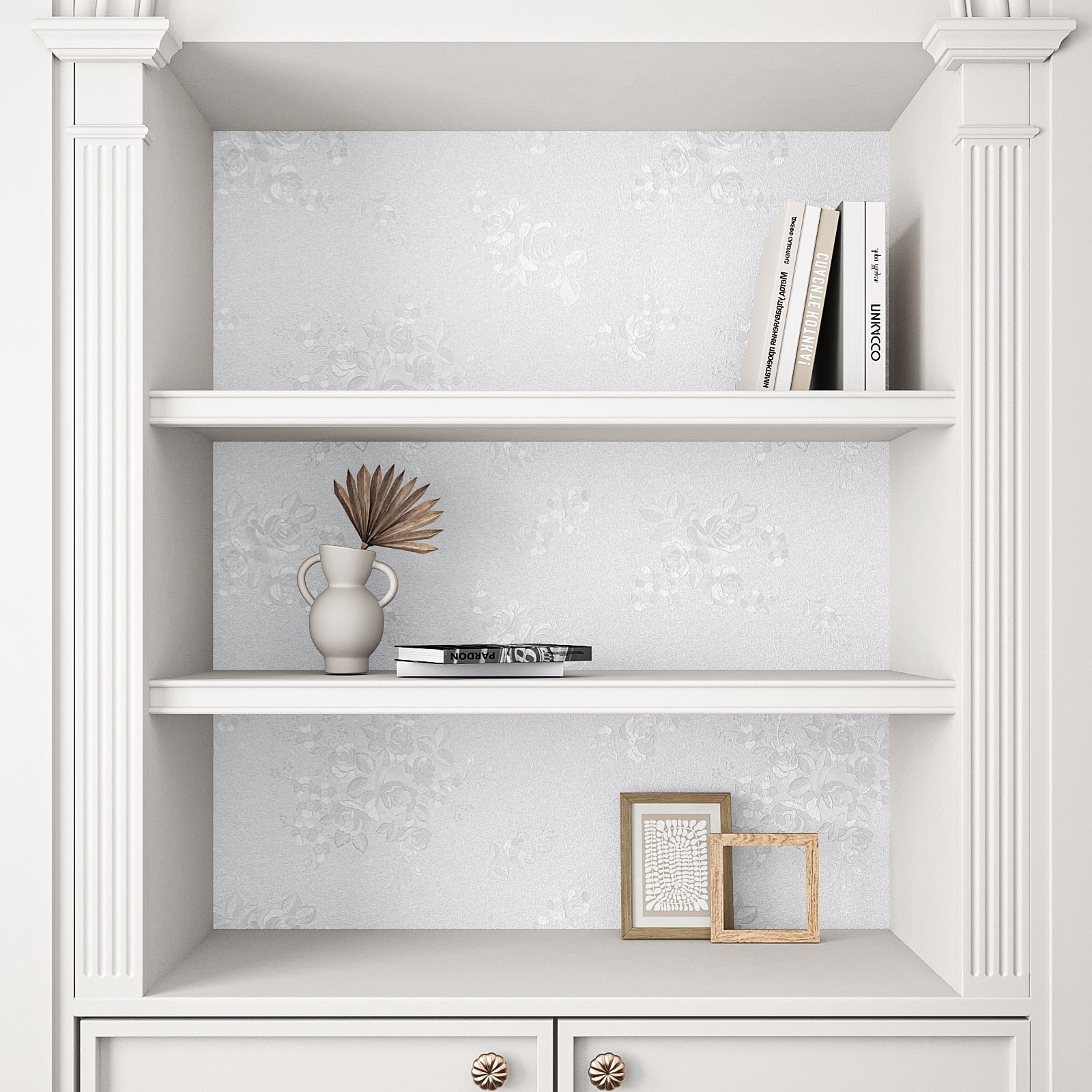 VEELIKE Floral Peel and Stick Wallpaper Textured Self-Adhesive Vinyl Contact Paper for Furniture and Walls (White, 15.7 in x 118 in) lrhao