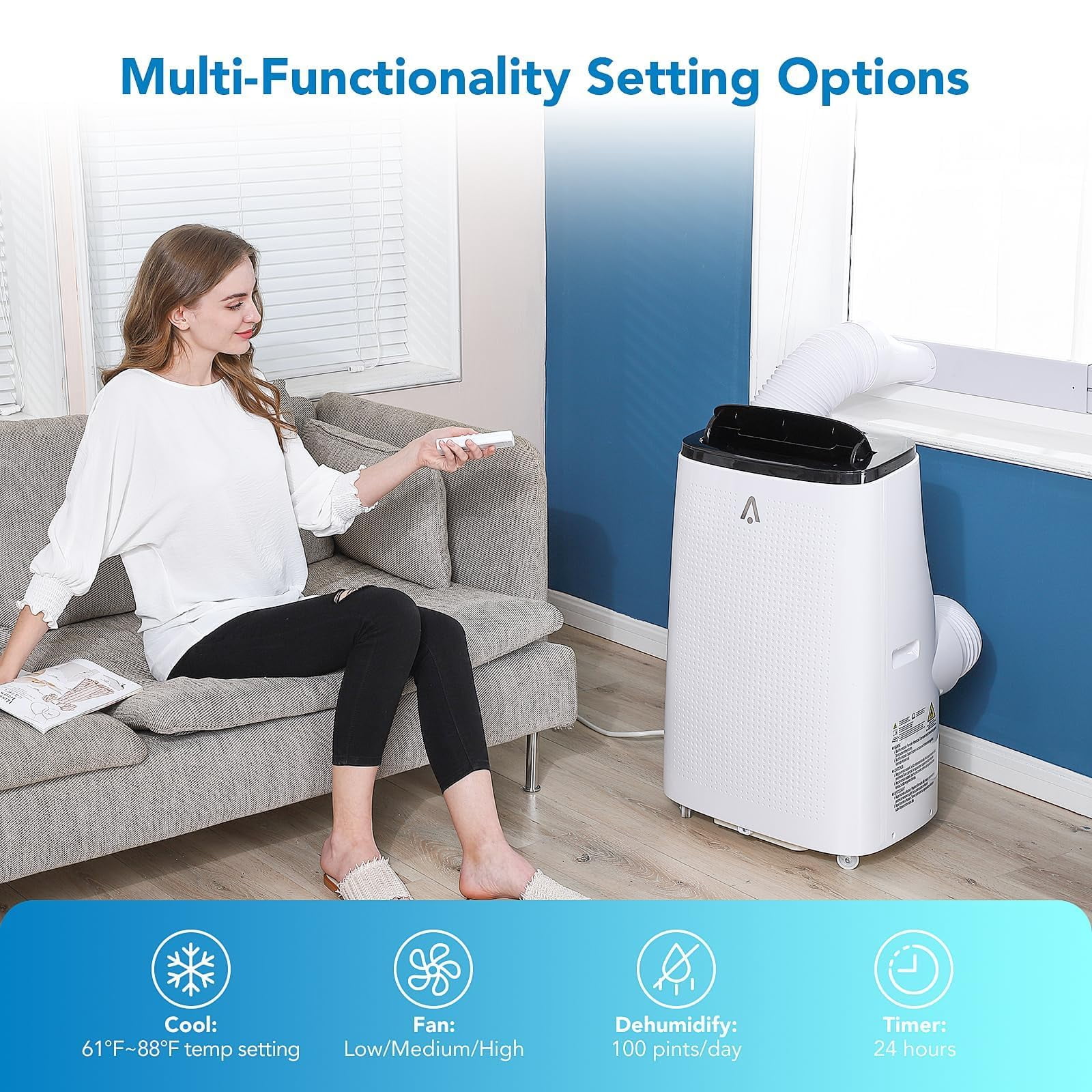 Generic Portable Air Conditioner 15,000 BTU Smart Cooling Unit for Rooms up to 850 Sq. Ft. (White, 15,000 BTU) gdogi
