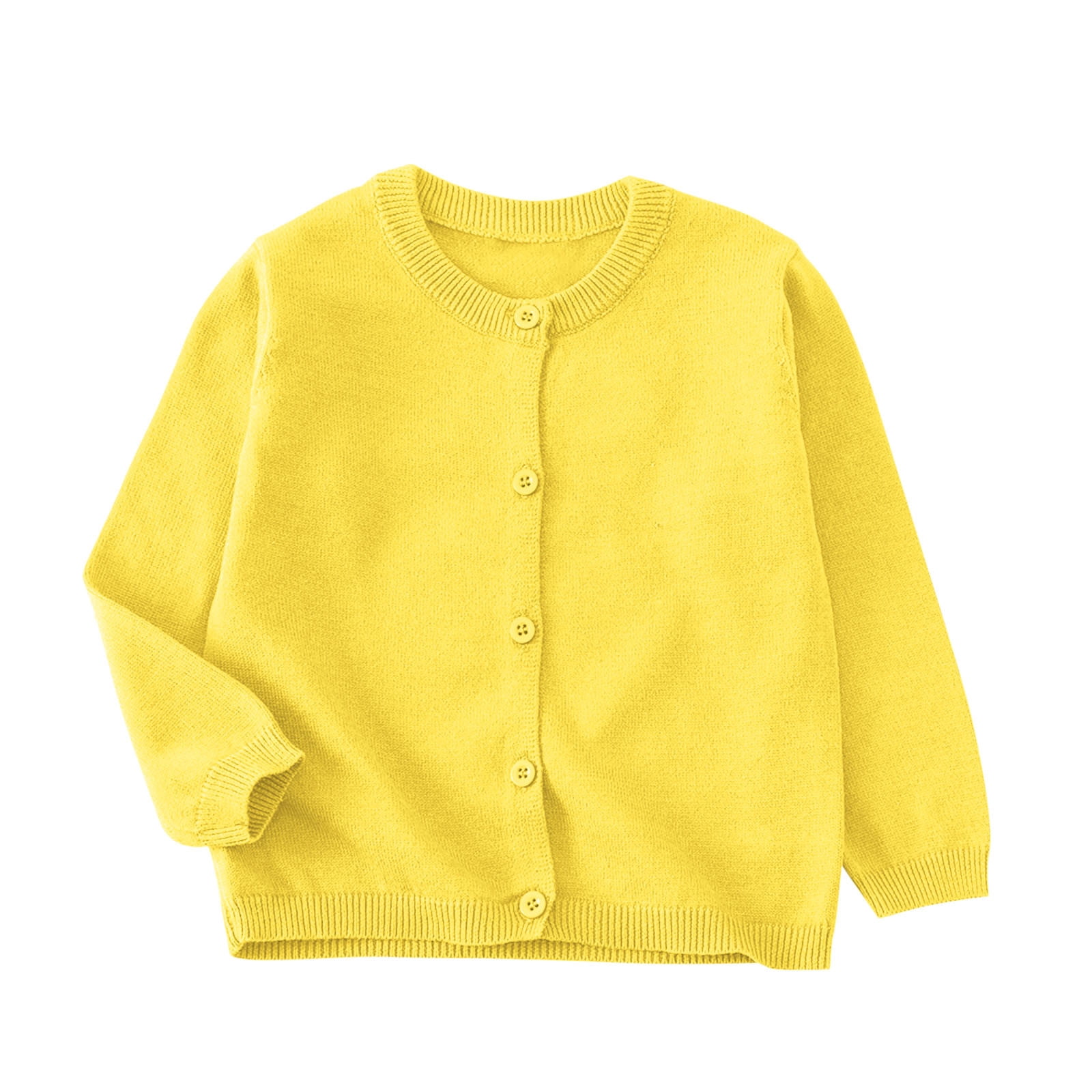 FAIWAD Kids Crewneck Button Front Cardigan Sweater (Yellow, 6-7 Years) q0eb2