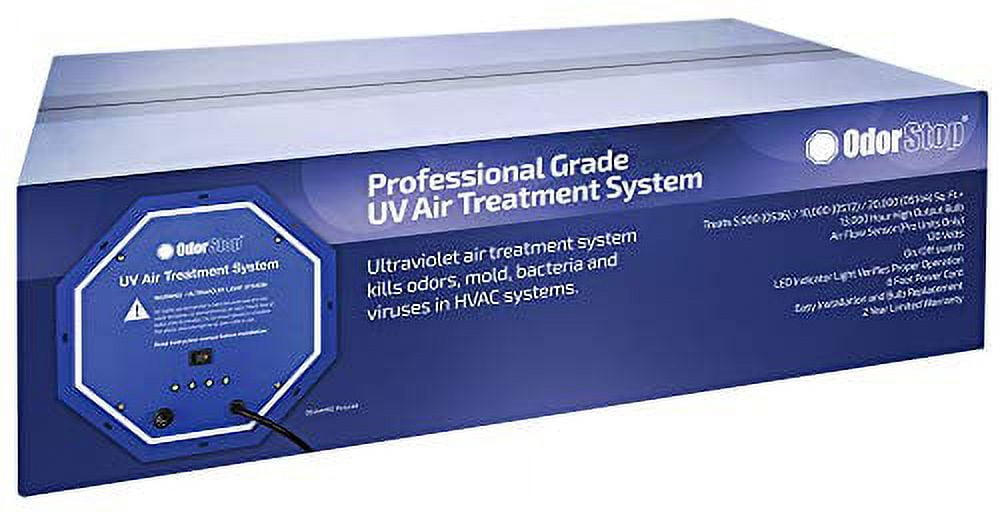 OdorStop UV Air Purifier OS3612PRO with Airflow Sensor (Blue, 8 in x 8 in x 3 in) vwb49