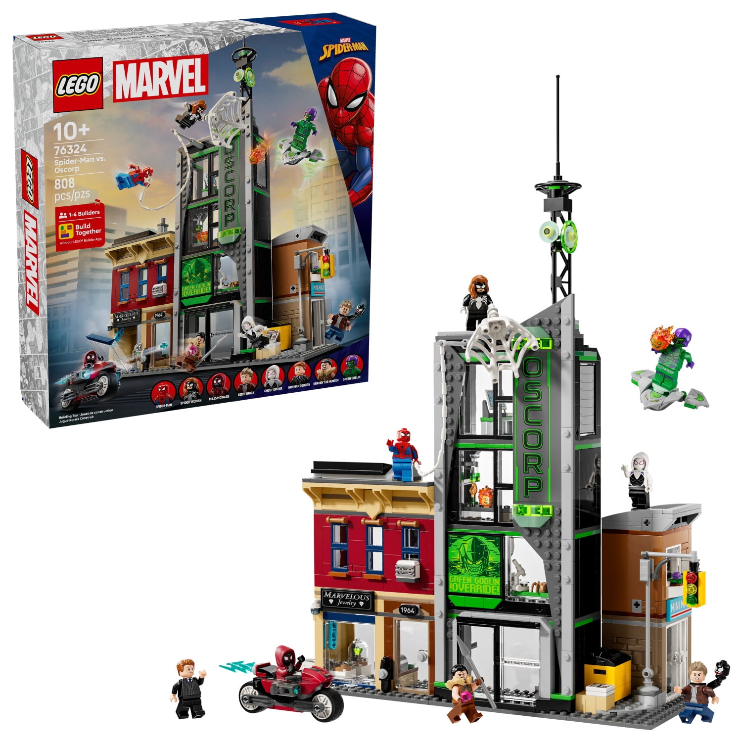 LEGO Marvel Spider-Man vs. Oscorp Building Set with 8 Minifigures (808 Pieces) 7dqc2
