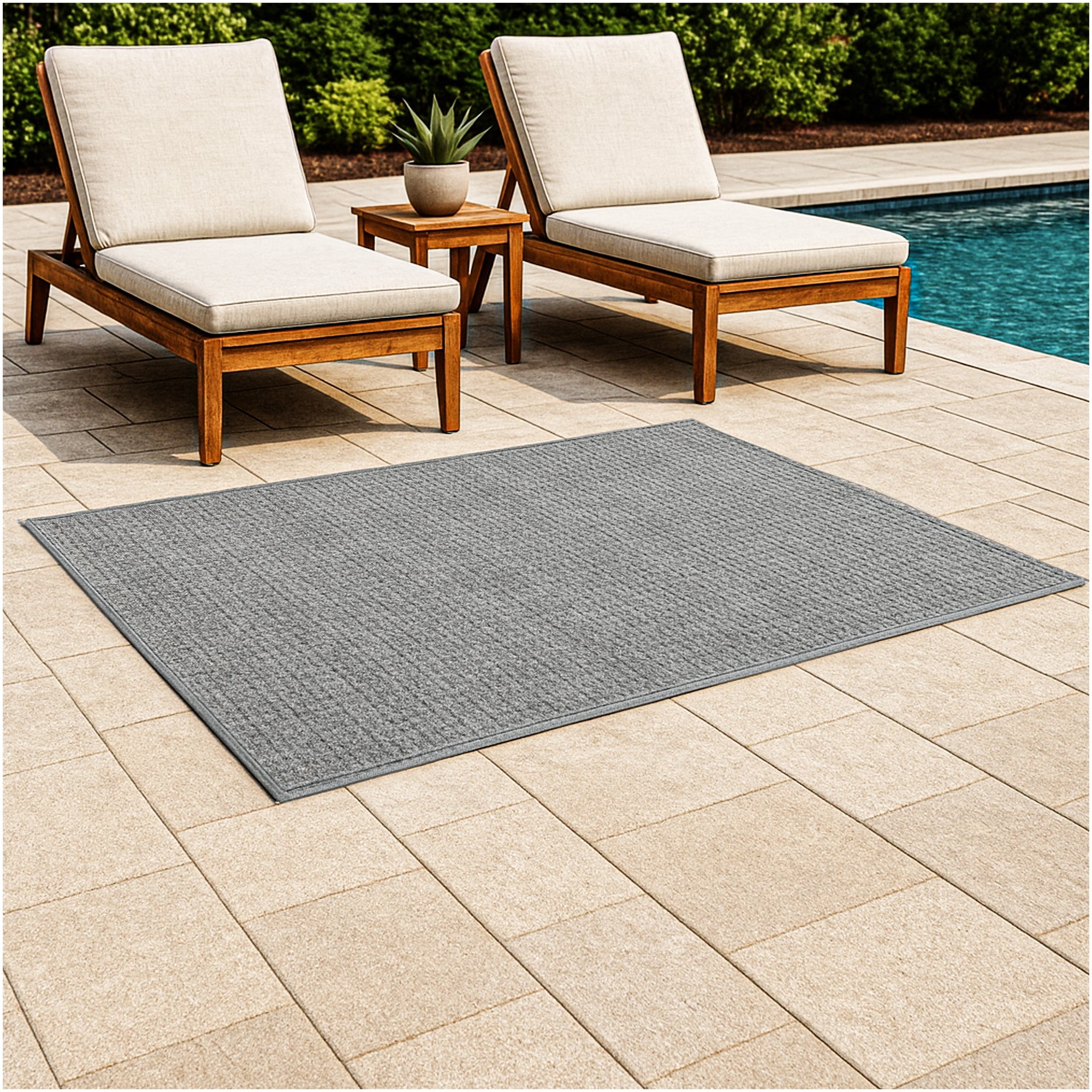 Koeckritz Rugs Interlace Waffle Indoor/Outdoor Area Rug (Sky Grey, 2 ft x 4 ft) a4wys