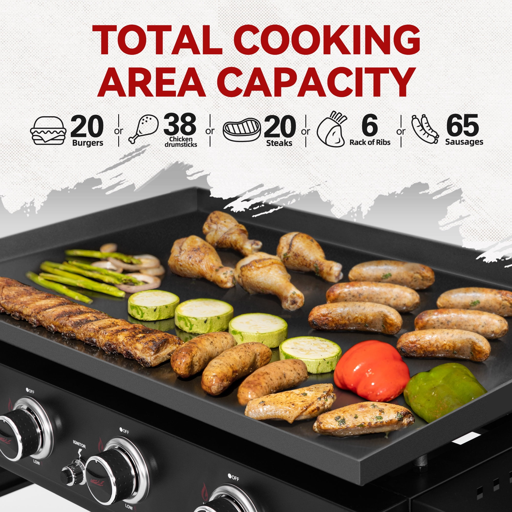 Royal Gourmet 4-Burner Propane Gas Griddle Grill, Heavy-Duty Outdoor Cooking Station with Cover (Silver, 36 in) m0scs