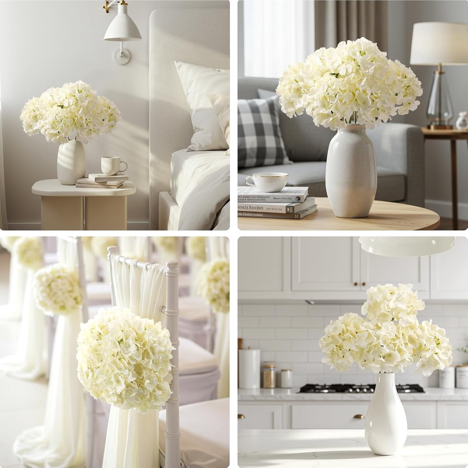Auihiay Artificial Hydrangea Flowers for Wedding Decor and DIY Floral Arrangements (Champagne, 10-Pack, 7 in Blooms) 1koj6