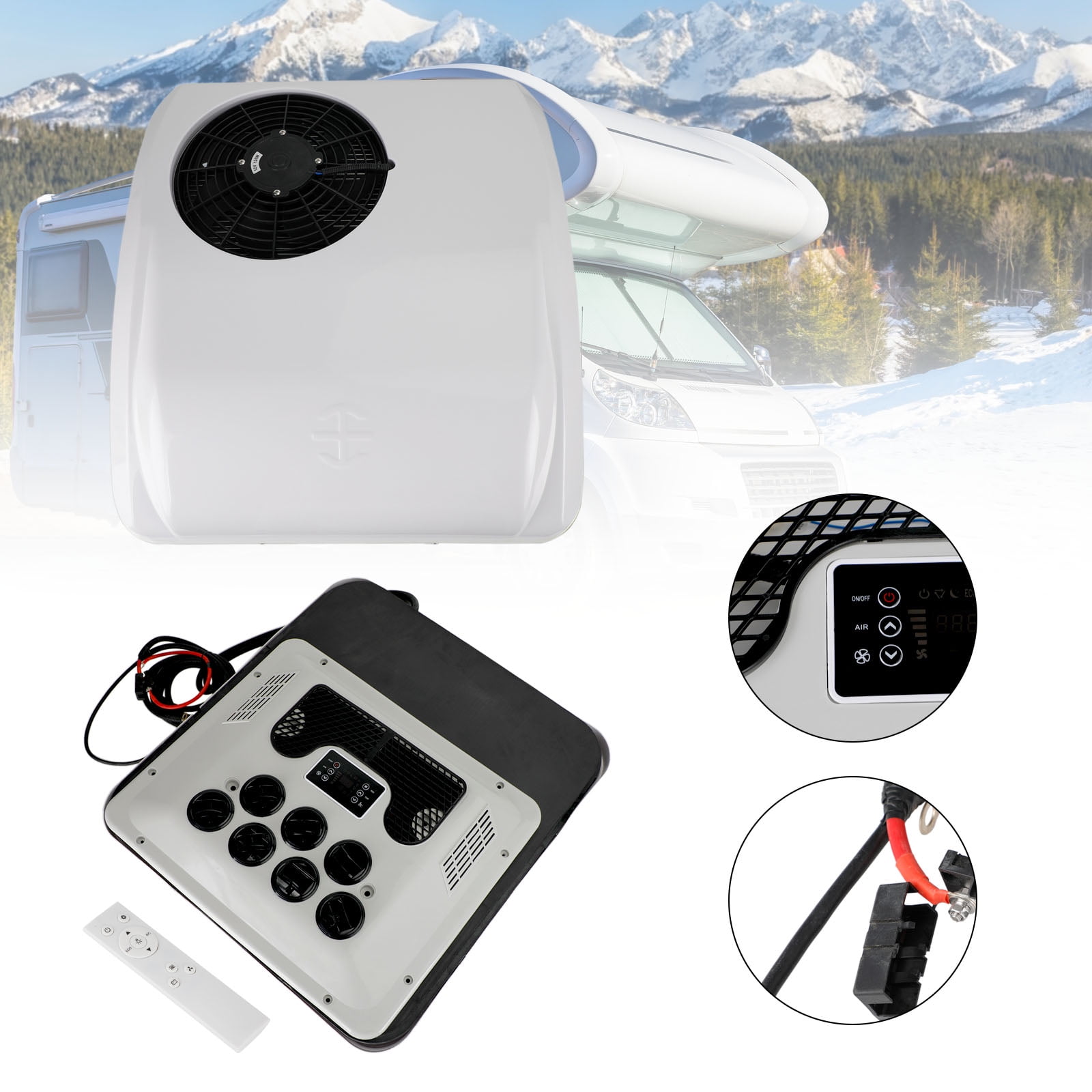 Topteng RV Rooftop Air Conditioner and Heat Pump System with Remote Control (White, 26.2x28.3x6.3 in) l651r
