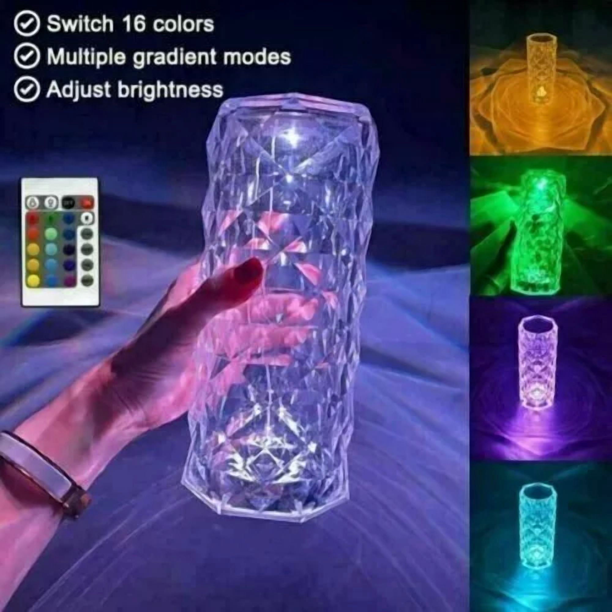 YANI LED Crystal Diamond Rose Table Lamp, RGB Color Changing Touch Control Atmosphere Light (1 Piece) pxmfn