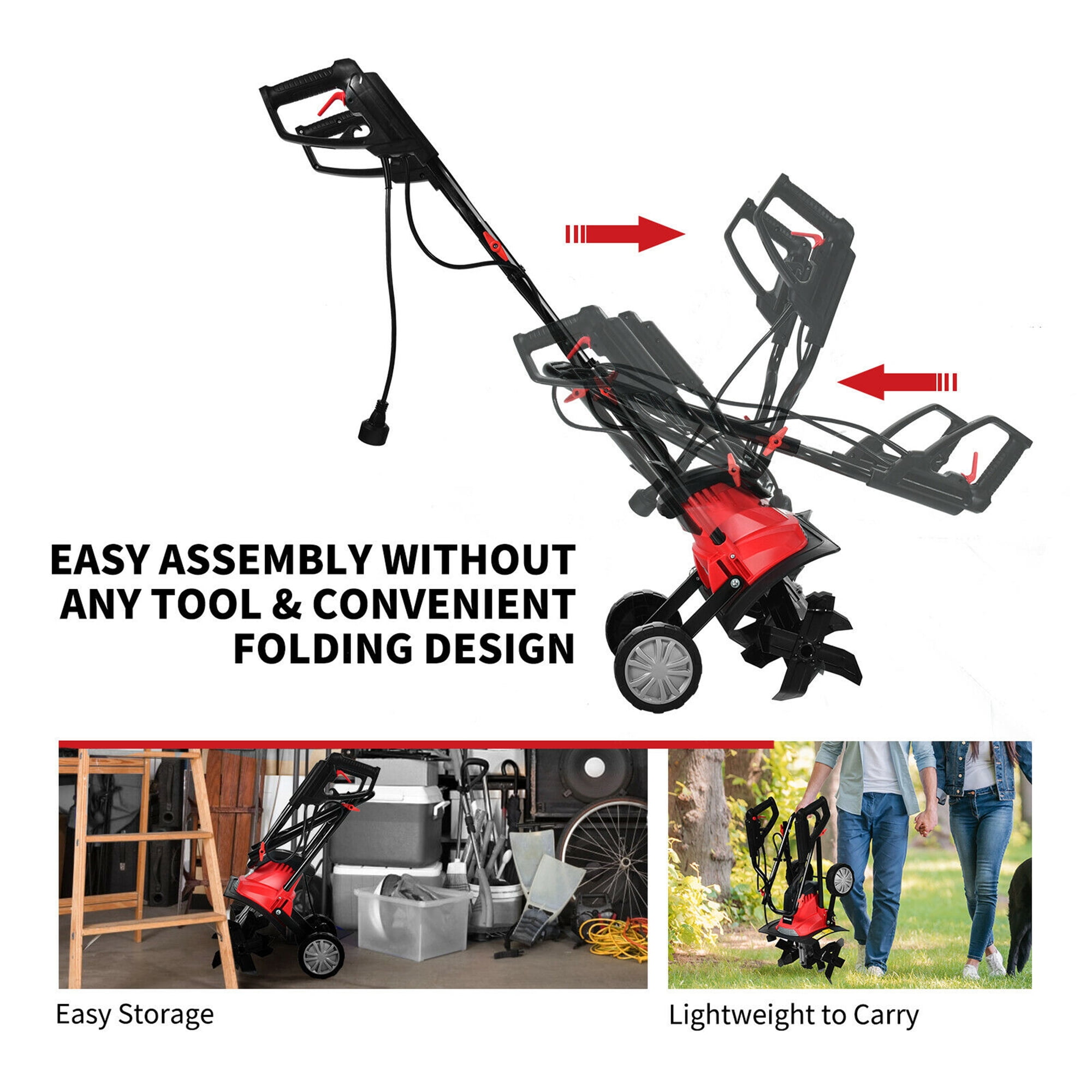 Gymax 10 Amp Corded Electric Tiller and Cultivator (Red, 14 in Width, 9 in Depth) 1dscy