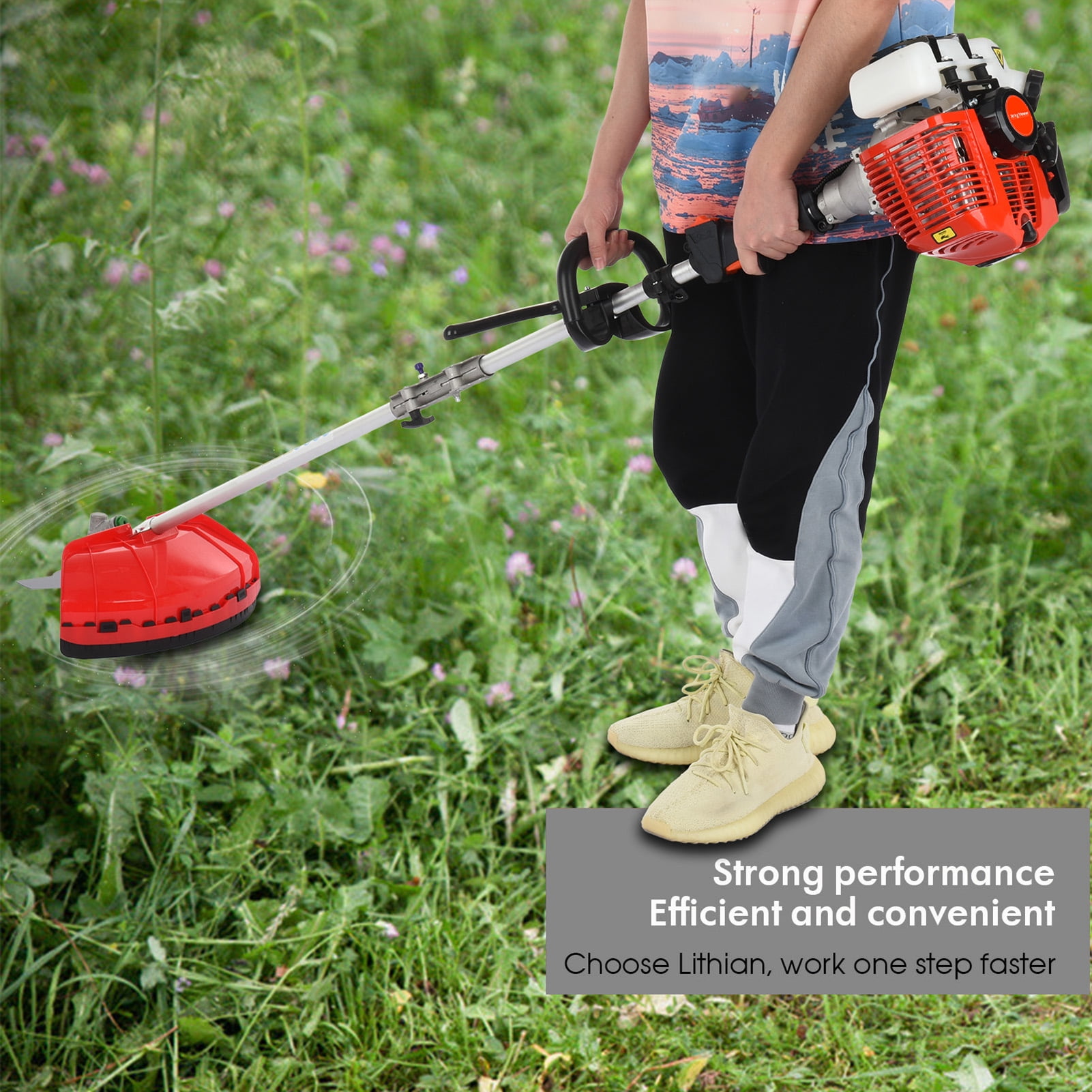 JNXYL 52cc Gas Powered 5-in-1 Multi-Tool Trimmer and Brush Cutter (Red, 1 Unit) d9g4g