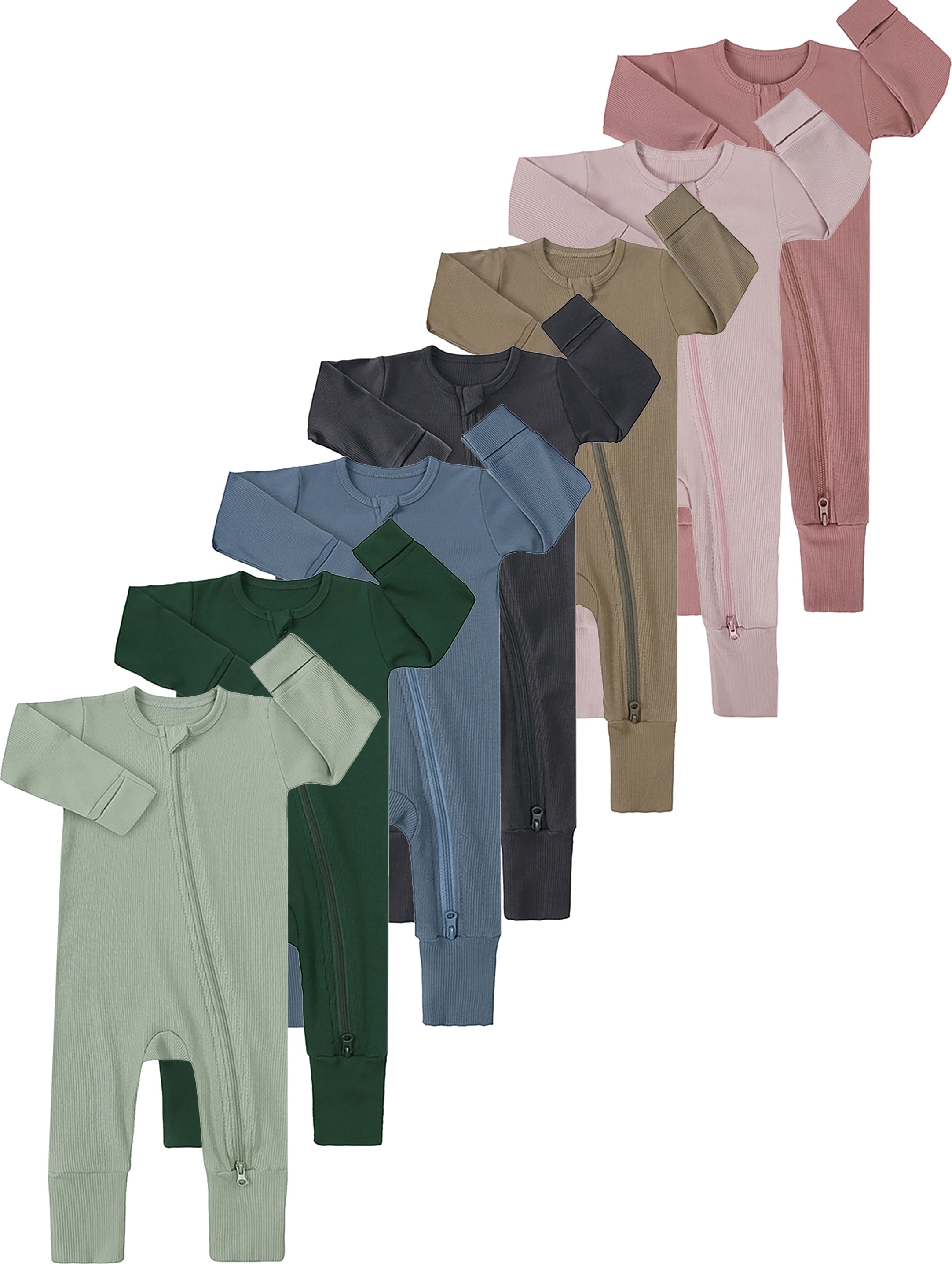 ATAIKU Newborn Baby Bamboo Pajamas Long Sleeve Zipper Sleepwear (Green, 0-24 Months) j5tiu