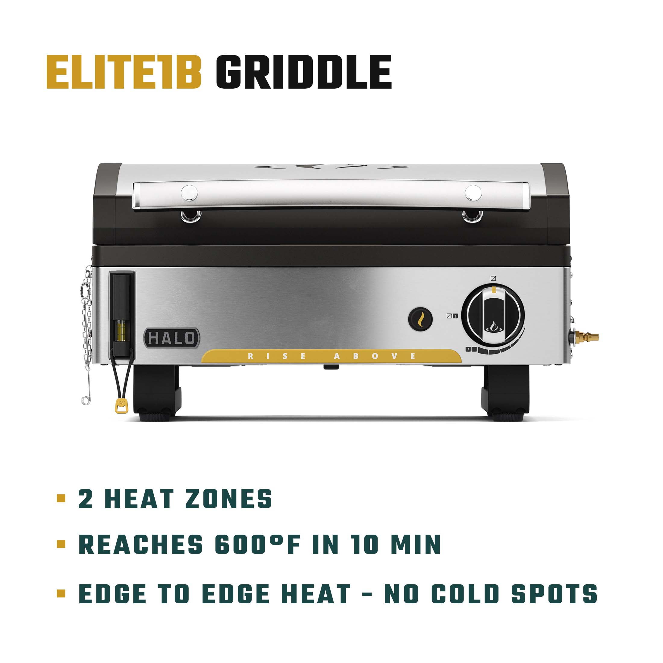 Halo Elite1B 1-Burner Outdoor Propane Gas Griddle with 2-Zone Cooking (Black, 284 sq in) agkdn