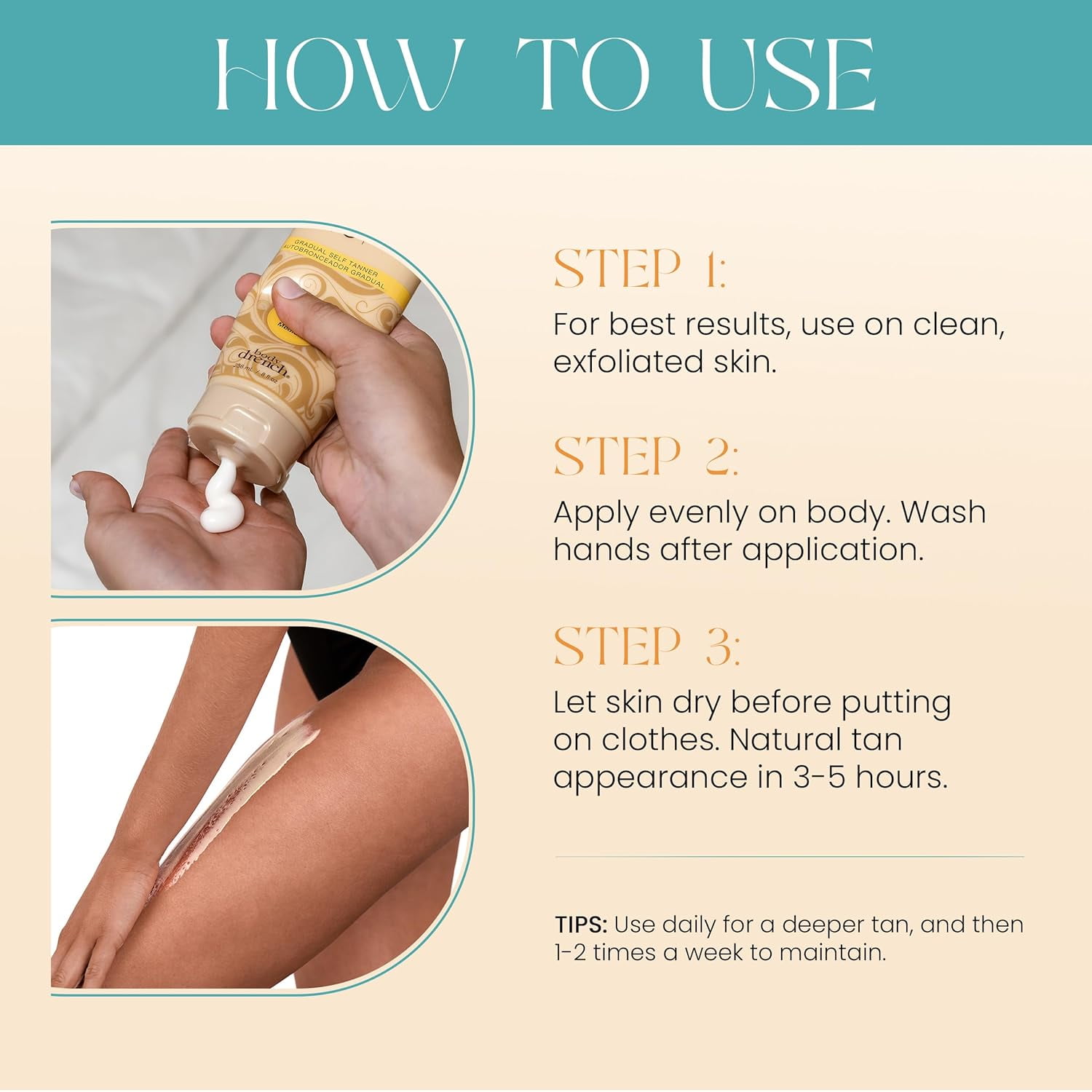 Body Drench Quick Self Tanner Body Lotion, Sunless Tanning Lotion for Women (Dark, 8 fl oz) eaqpg