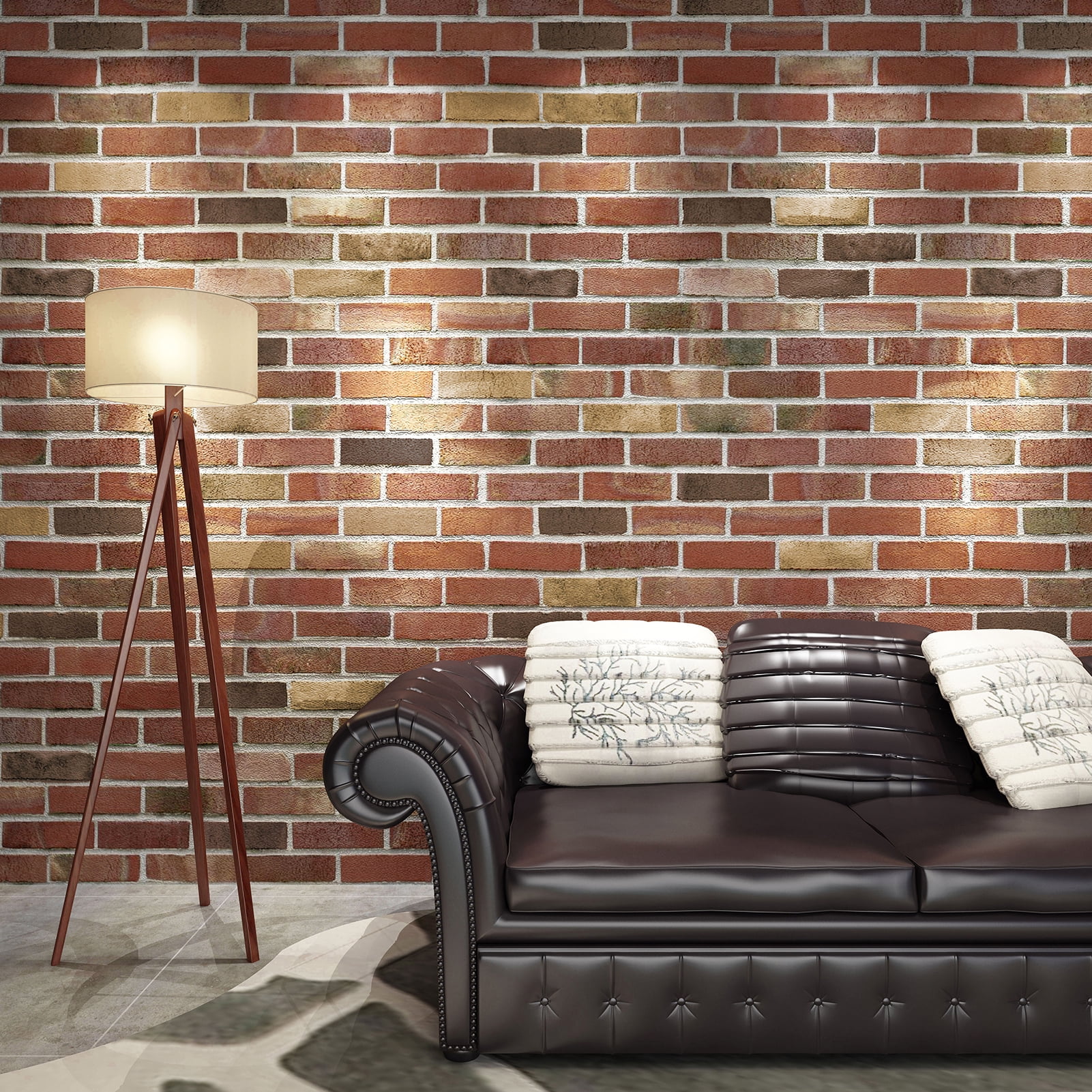 Art3d Peel and Stick 3D Faux Brick Wall Panels (Red Brown, 20-Pack, 105 Sq.Ft) tnqme