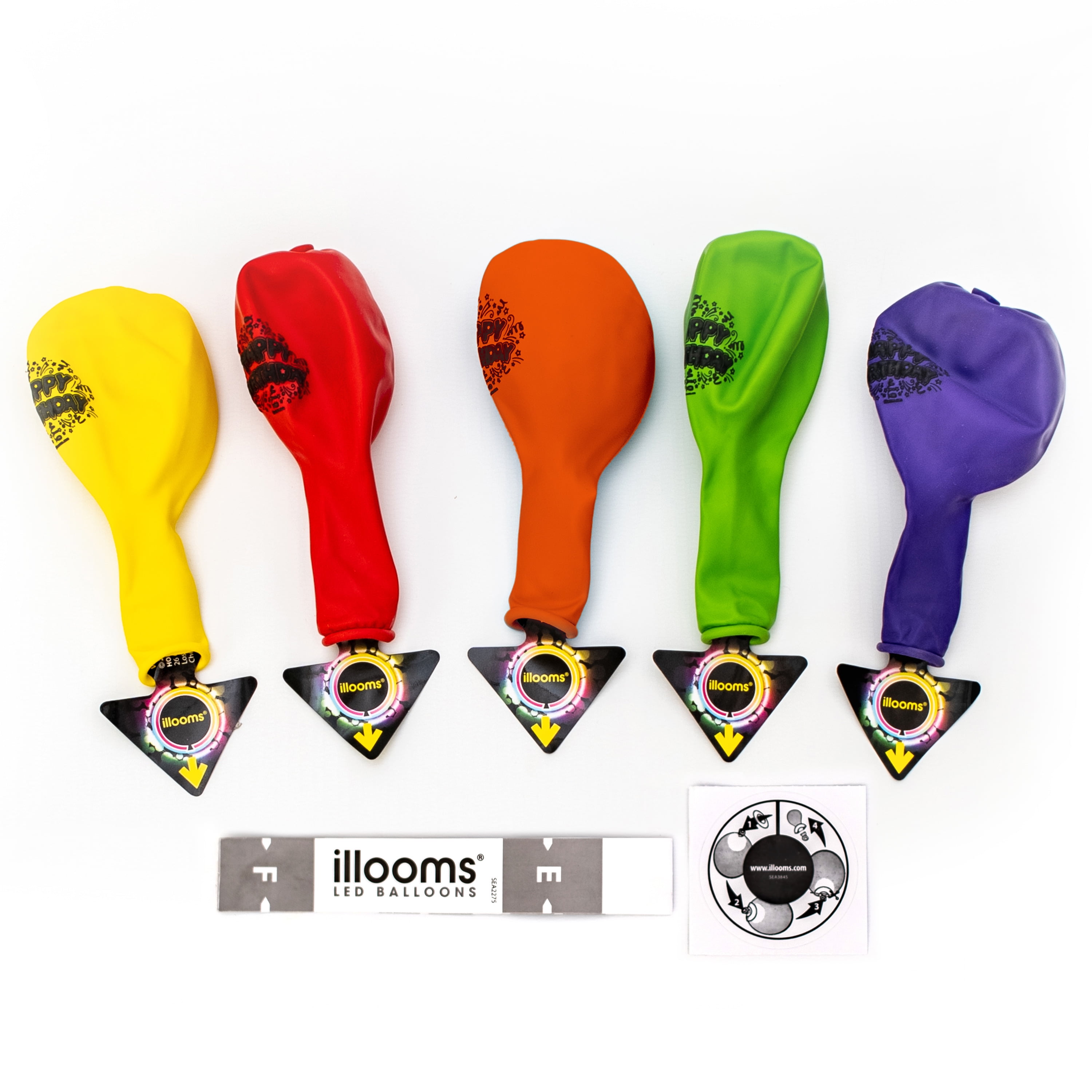 illooms LED Light-Up Happy Birthday Latex Balloons (Mixed Colors, 5 Pack) lpzri