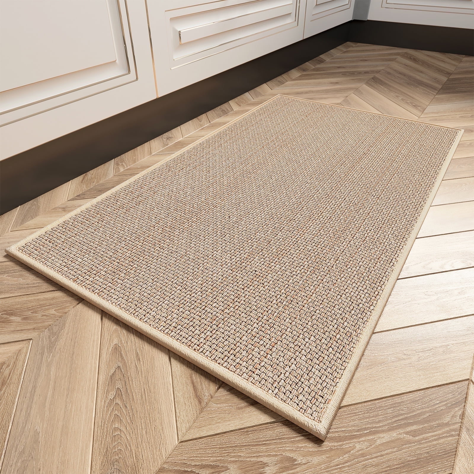 VUNATE Non-Slip Kitchen Floor Mat, Absorbent Washable Runner Rug for Sink Area (Beige, 20 in x 32 in) o00sp
