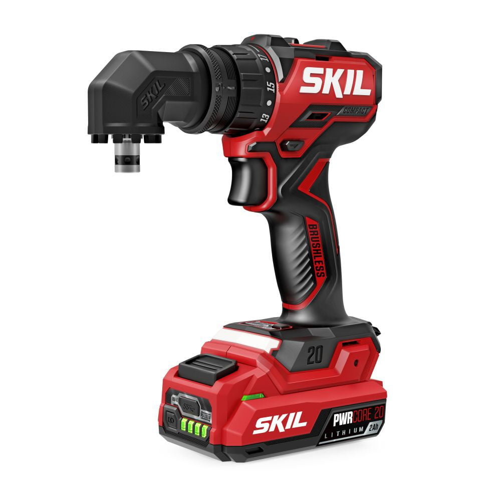 SKIL Brushless 20V Compact Multi-Head Drill Driver Kit (Red, 4-Attachment Set) yqdxn