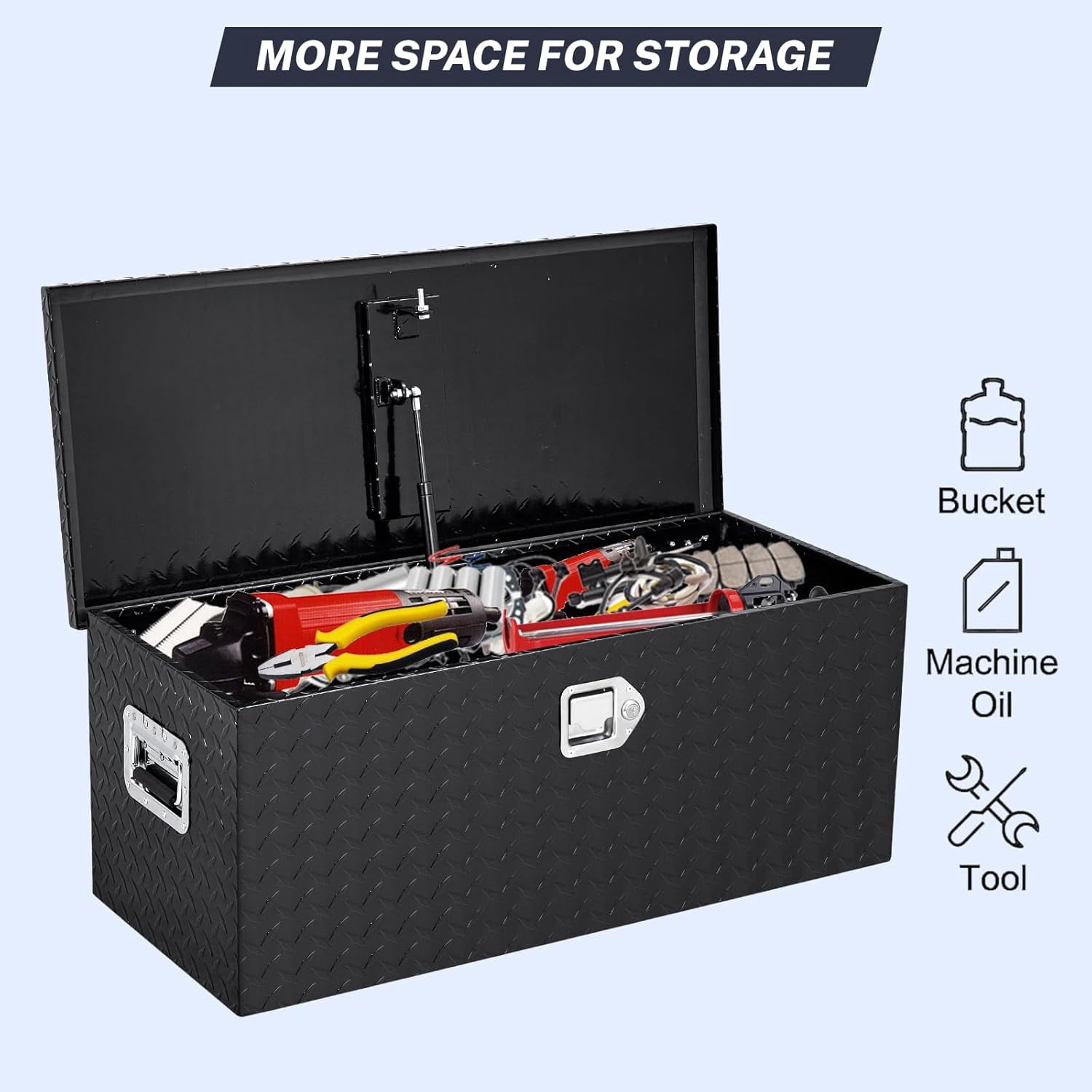 M optimized Aluminum Truck Bed Toolbox, Heavy Duty Storage Organizer with Lock and Side Handles (Black, 36 in) j8ndp