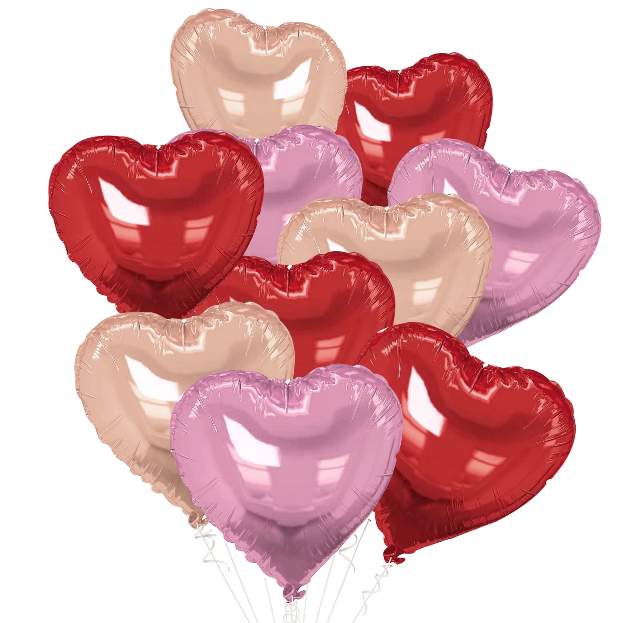 Unique Bargains Heart Pattern Helium Balloons with Ribbon (Pink, 10 Pack) kb4bo