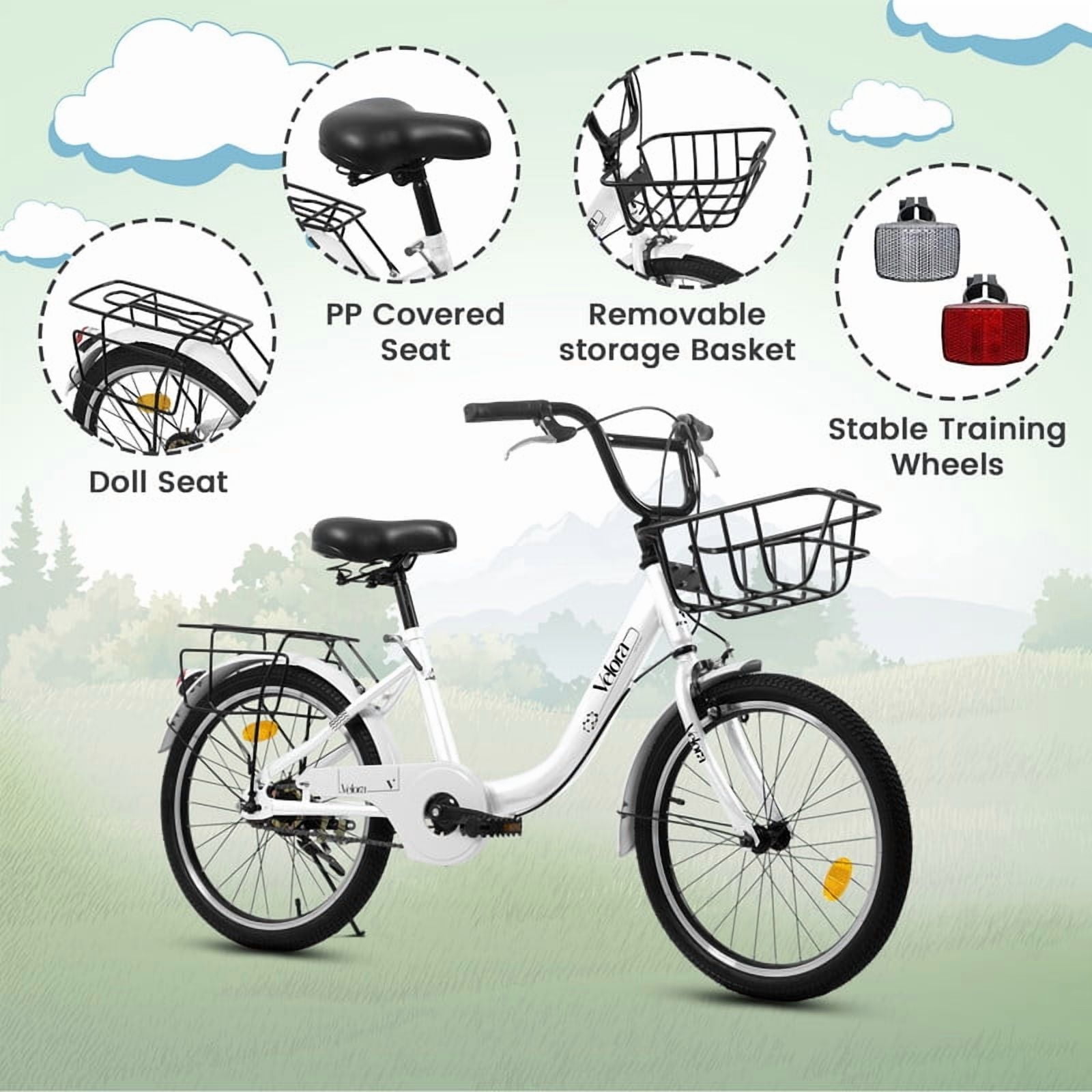 Gundir 20 Inch Kids Bicycle, Lightweight Steel Frame with Dual Braking System and Rear Rack (White, 20 in) ggwd9