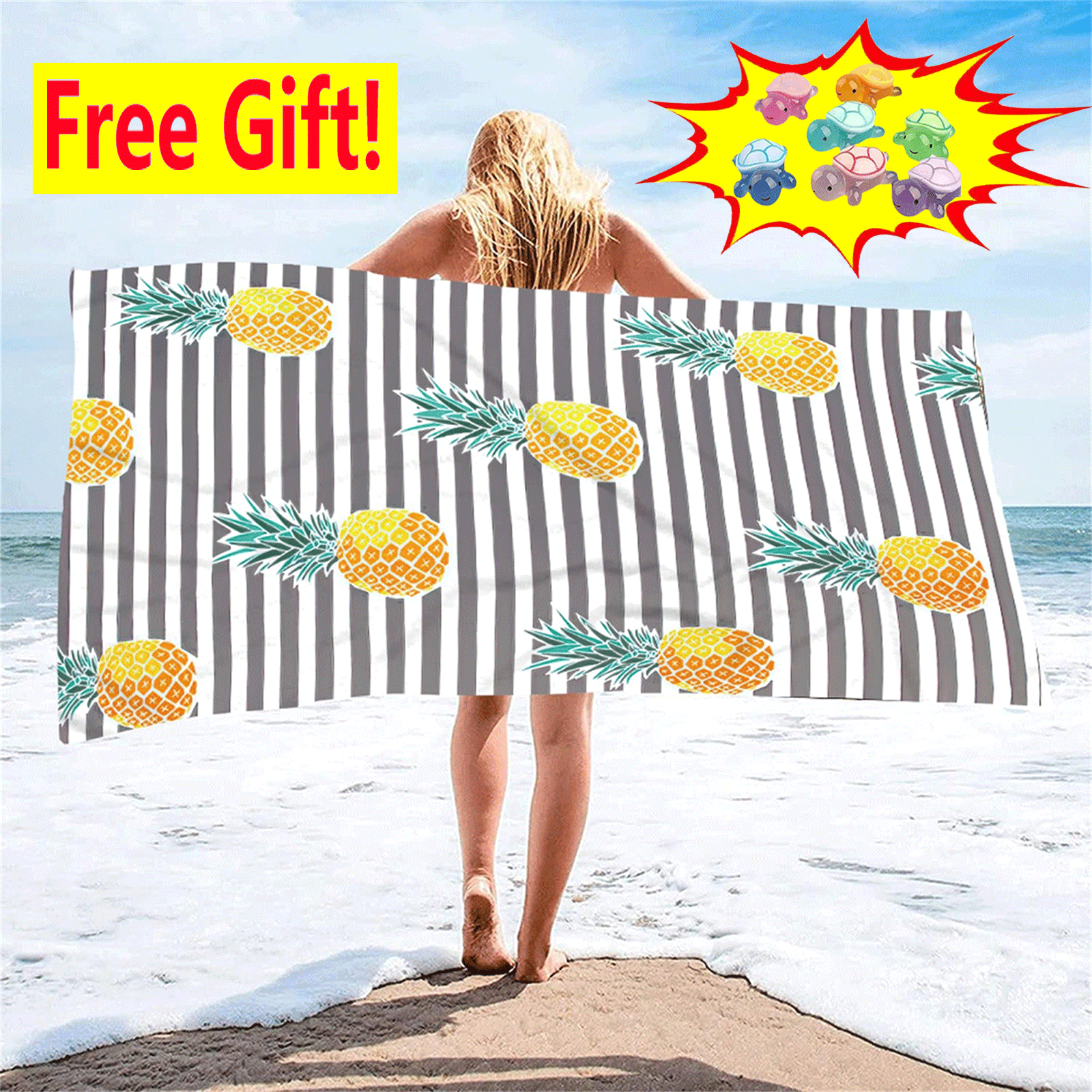 Suncoda Microfiber Beach Towel, Sandproof Quick-Dry Bath Towel for Travel and Pool (Colorful, 27 in x 59 in) 6if4w
