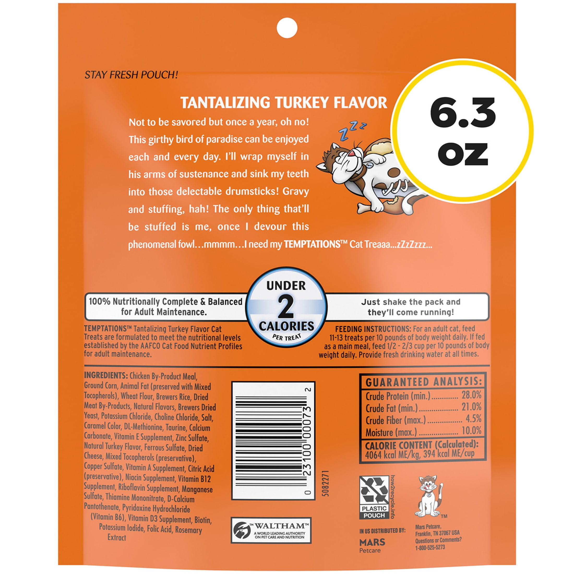 TEMPTATIONS Classic Tantalizing Turkey Flavor Crunchy and Soft Cat Treats (6.3 oz) m74jr