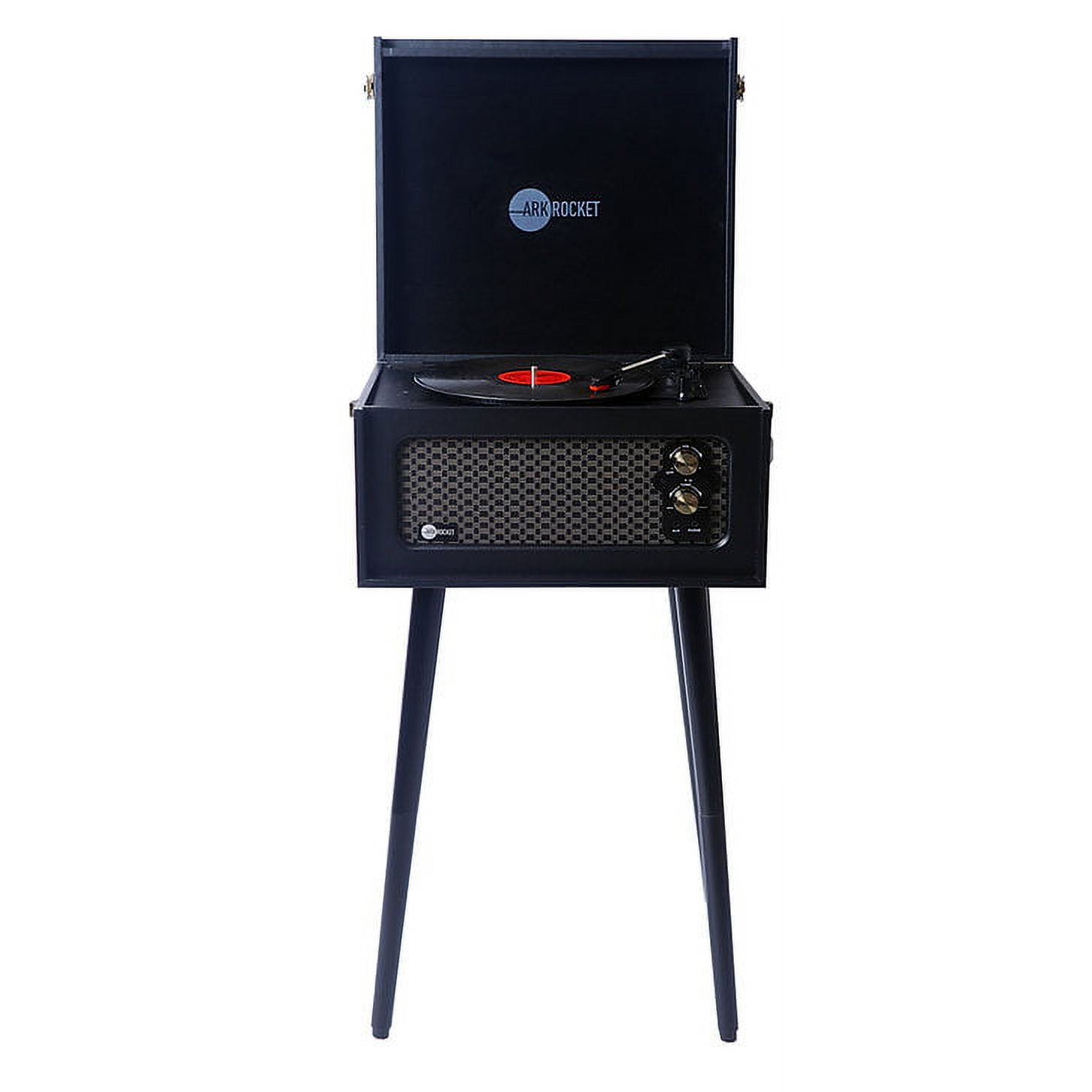 Arkrocket Discovery 3-Speed Bluetooth Record Player Retro Turntable with Built-in Speakers and Legs (Black) lk20g