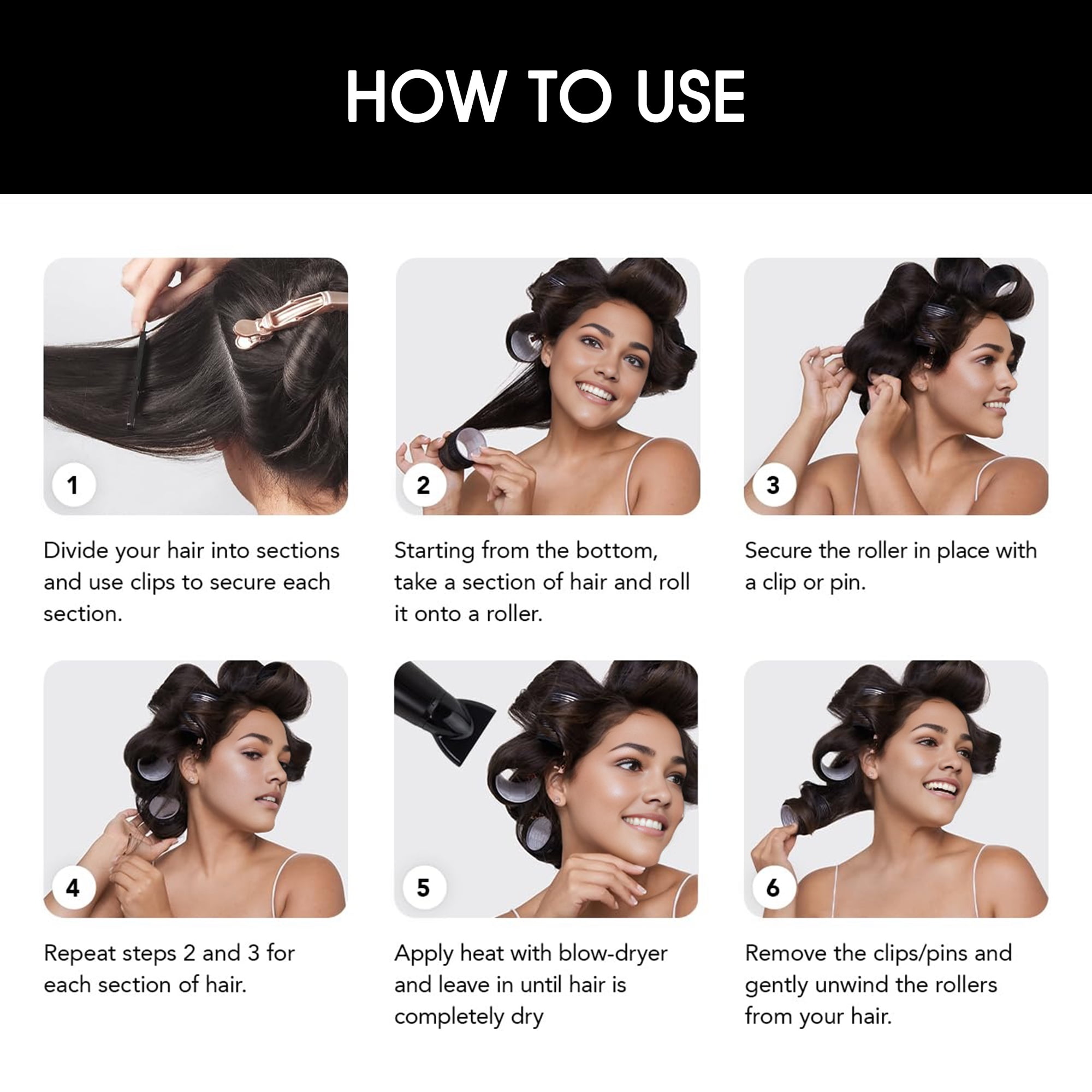 xnicx Self-Grip Ceramic Ionic Hair Roller Set for Salon Blowout Volume (Black, 18-Piece Set) 04pzf