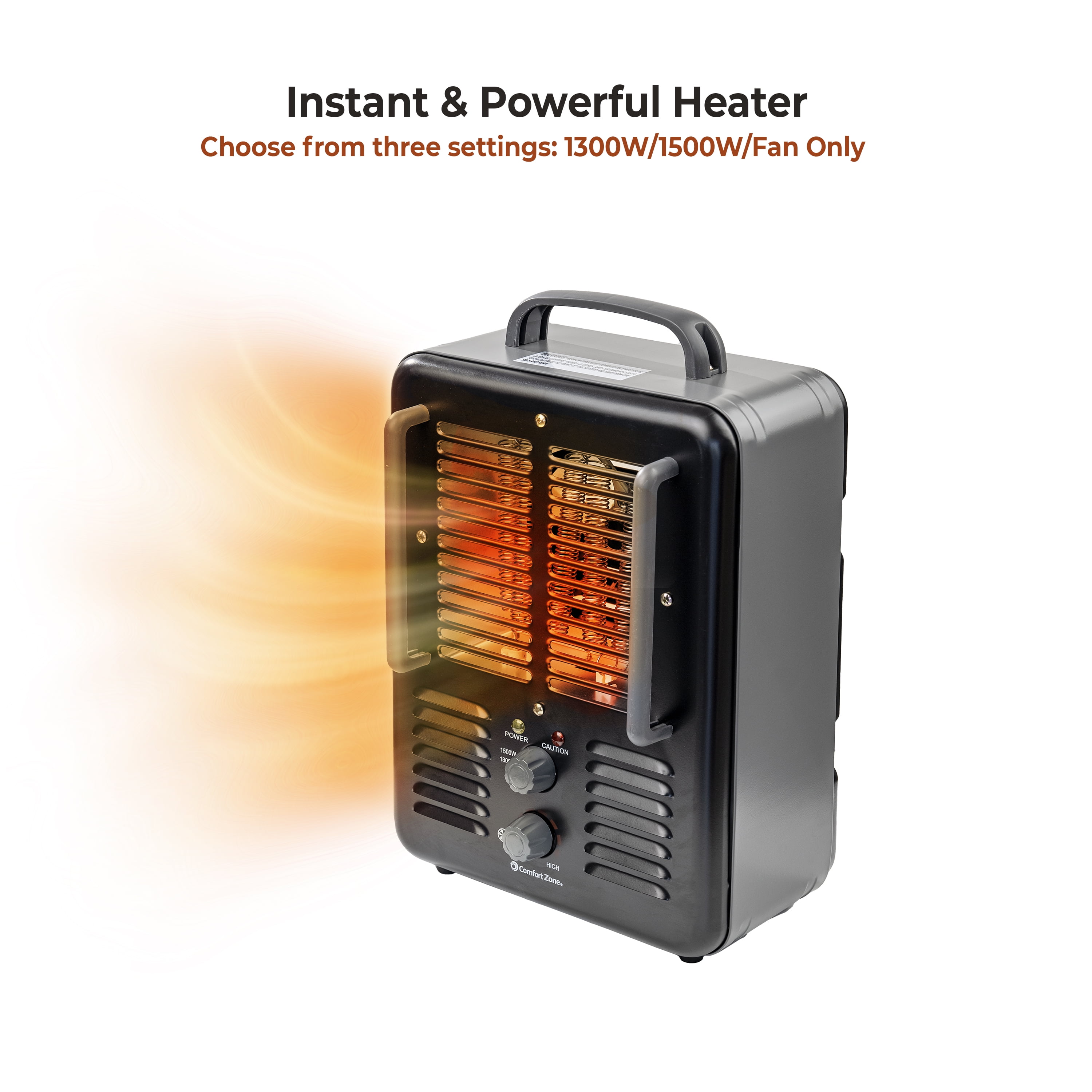Comfort Zone Milkhouse Utility Space Heater with Adjustable Thermostat (Black, 1500 Watt) vwdzo