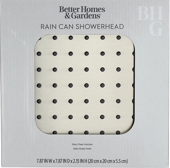 Better Homes & Gardens 8 in. Square Rain Showerhead High Pressure Rainfall Design (Brushed Nickel, 8 in.) 8t94i