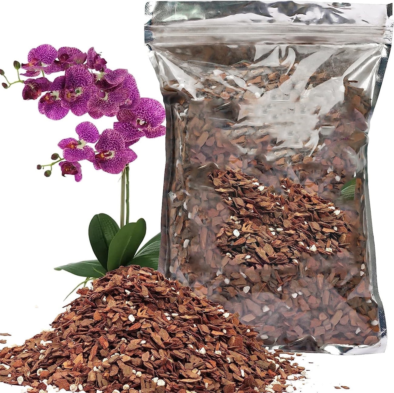 Bexikou Organic Orchid Potting Bark Mix, Natural Pine Wood Chips for Root Health and Aeration (8 qt) s09v8