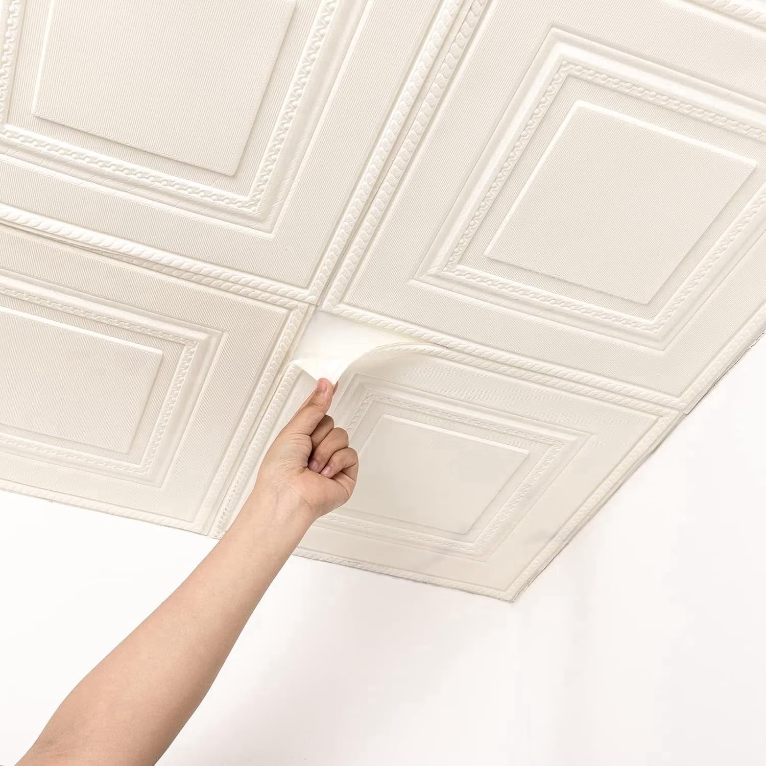 Abyssaly Peel and Stick Ceiling Tile 3D Wall Panels for Home Decor (White, 16 Pcs, 21 sq.ft.) 4hb7h
