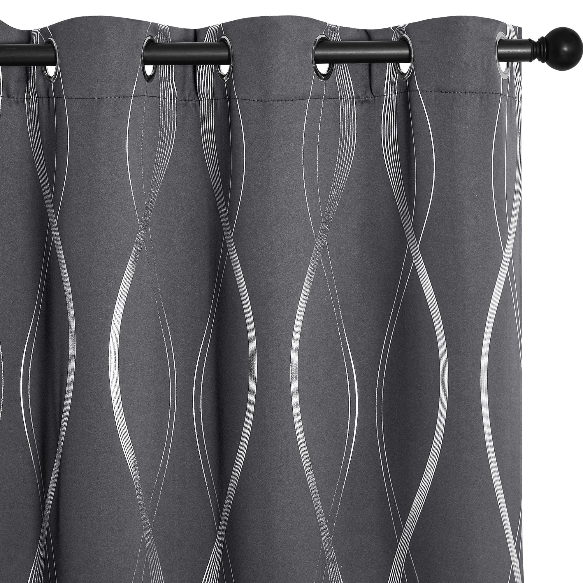NICETOWN Blackout Curtains Thermal Insulated Room Darkening Drapes with Embossed Wave Design (Grey, 52 in x 84 in, 2 Panels) 0r3c0