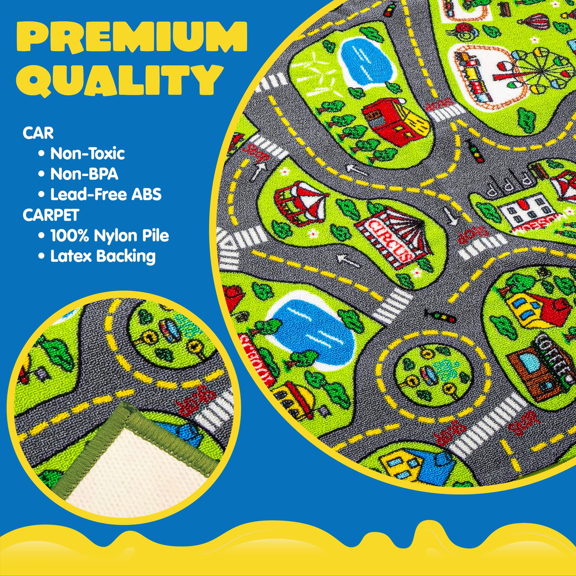 Joyfy City Theme Playmat Rug with 12 Mini Friction-Powered Vehicles (Multicolor, 58.5 in x 31.5 in) mfykd