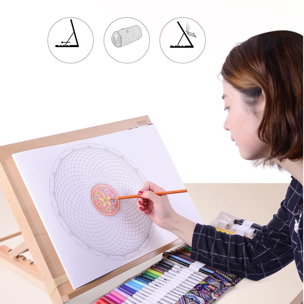 Abbraccia Wood Drafting Table Easel for Drawing and Sketching (Brown, 19.3 in x 17.3 in x 16.5 in) r3tmy