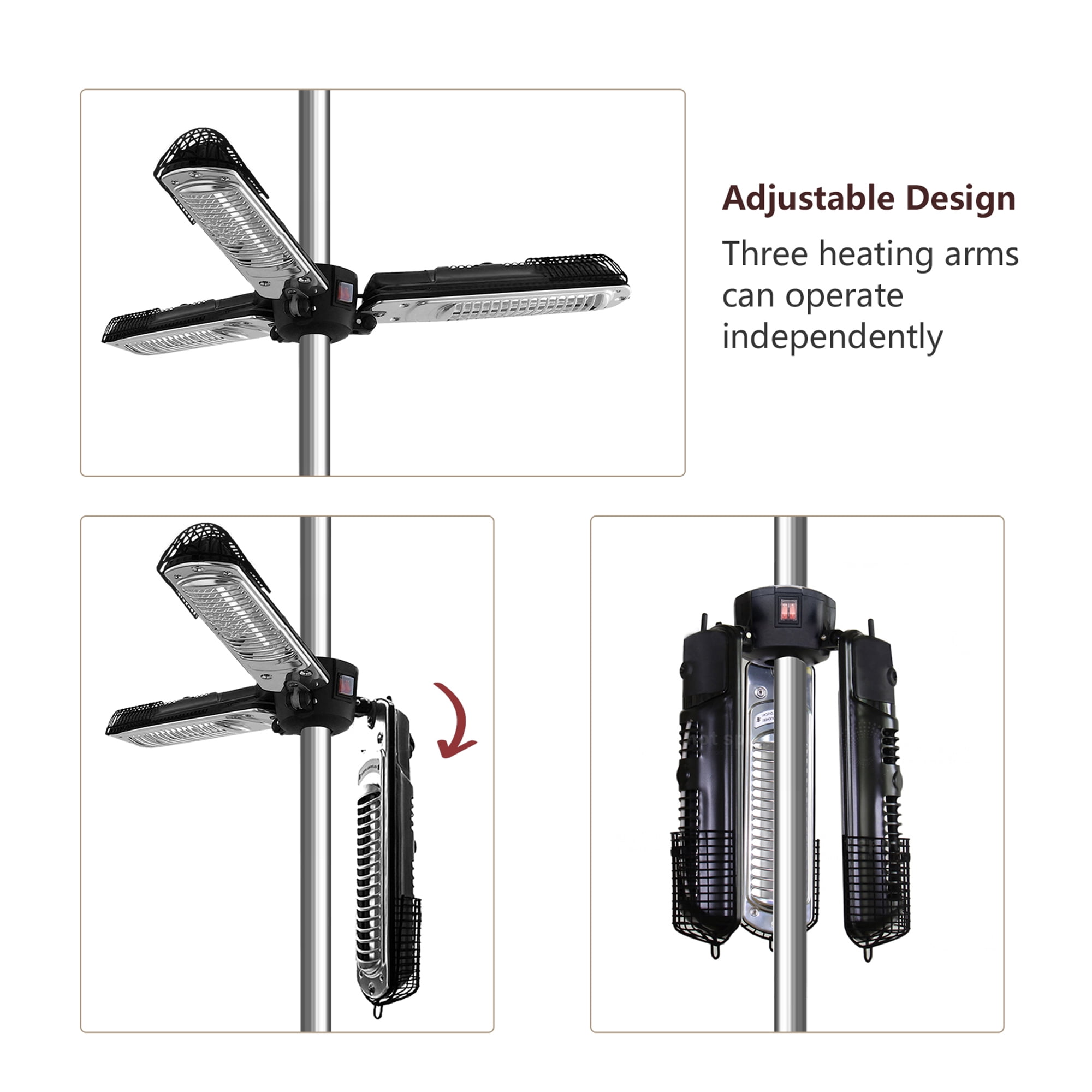 ATR ART TO REAL Foldable Infrared Electric Patio Umbrella Heater (1500W, 3-Panel) dskzm