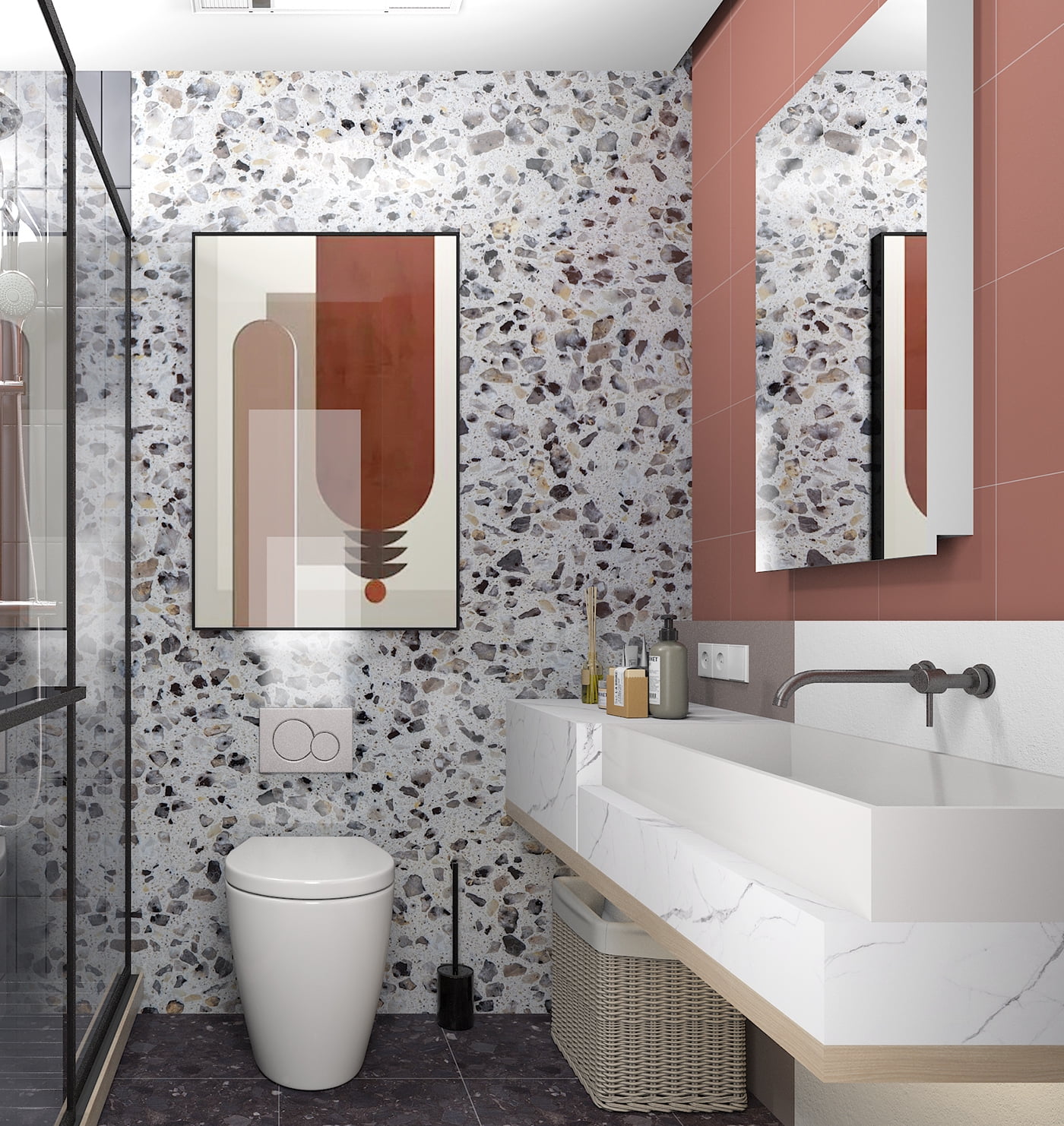 A-b-cil Terrazzo Contact Paper Peel and Stick Wallpaper for Kitchen Countertops and Furniture (Grey, 78 in x 15.8 in) 00hot