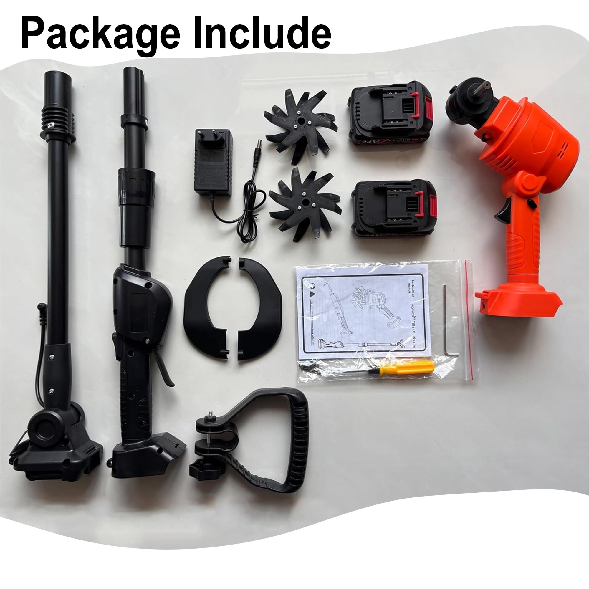 Runbaixing 24V Cordless Electric Tiller, Handheld Garden Cultivator for Soil Aeration and Weeding (4 in Tilling Width, 4 in Tilling Depth) hzqmt