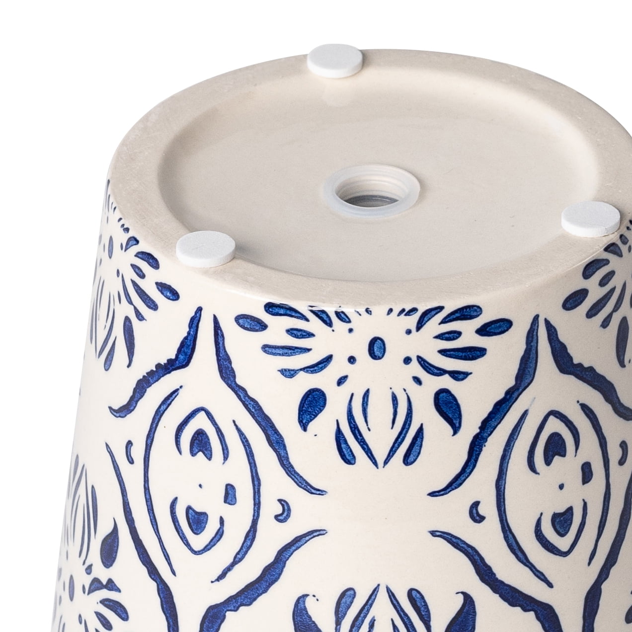 Mainstays Round Ceramic Plant Planter with Medallion Pattern (Blue, 6 in x 5.5 in) e8dna