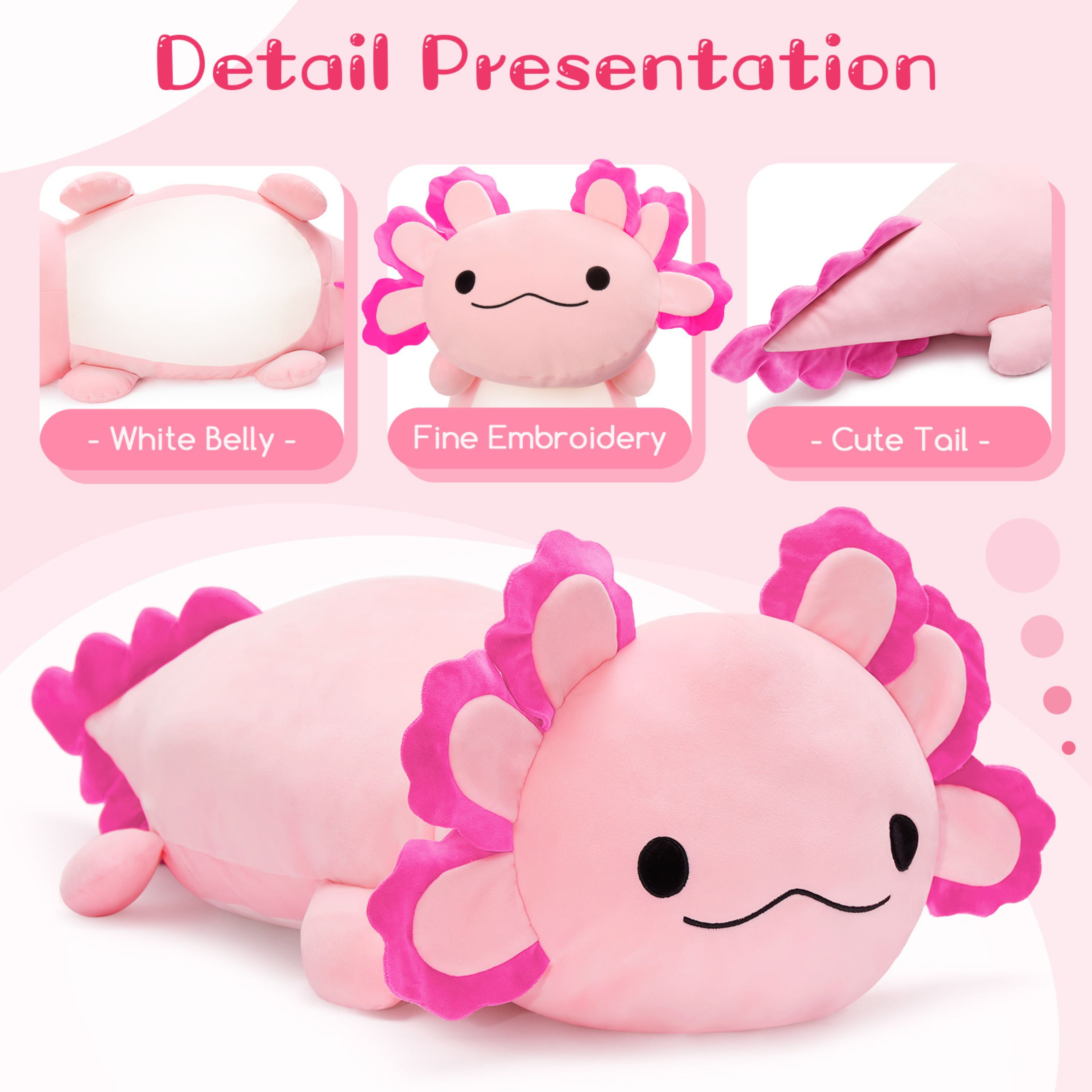 Tezituor Axolotl Stuffed Animal Large Plush Pillow Toy (Pink, 39 in) ltanl