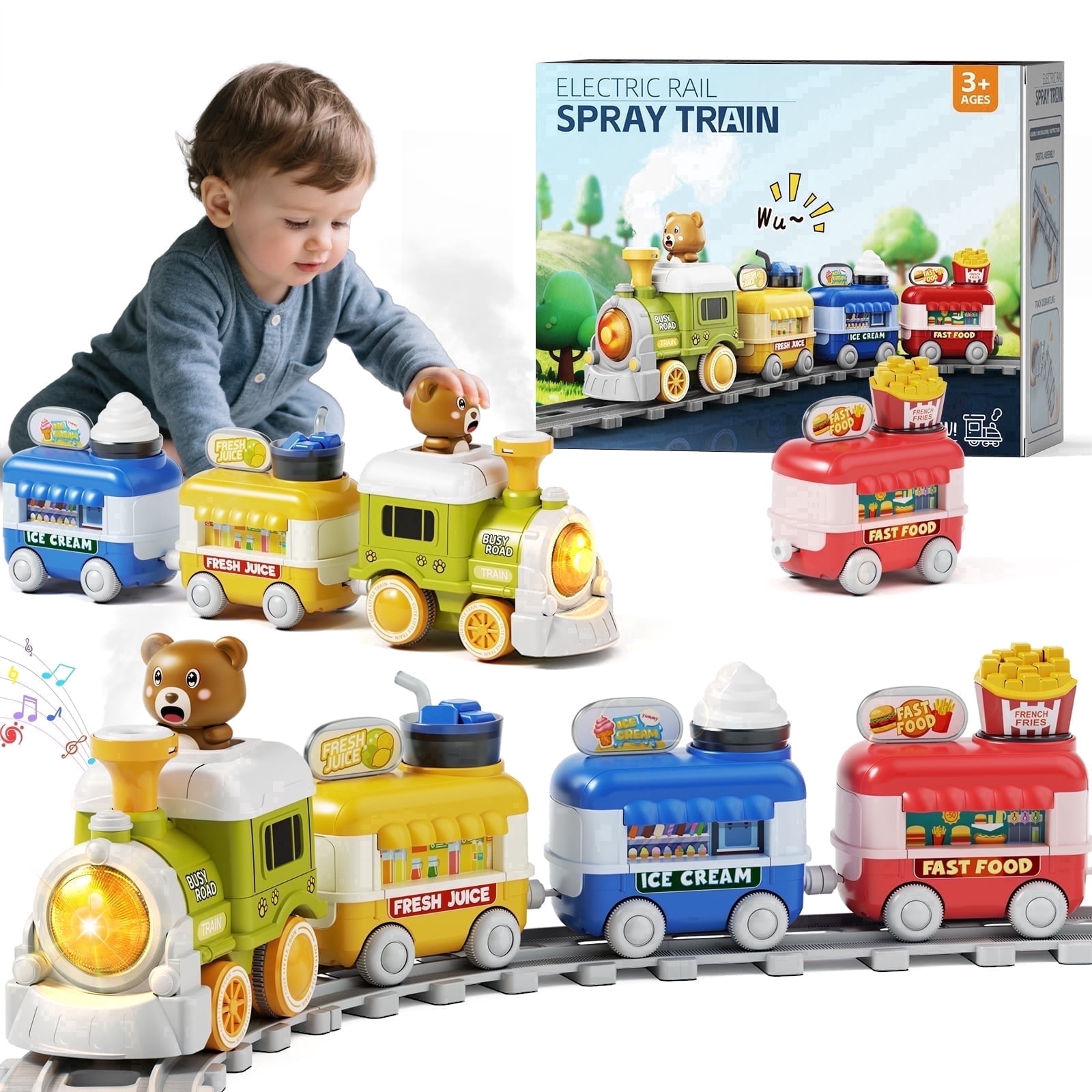Dimoarch Electric Train Track Play Set with Steam, Light, and Music (Multicolor, 13-Piece Set) td0rc