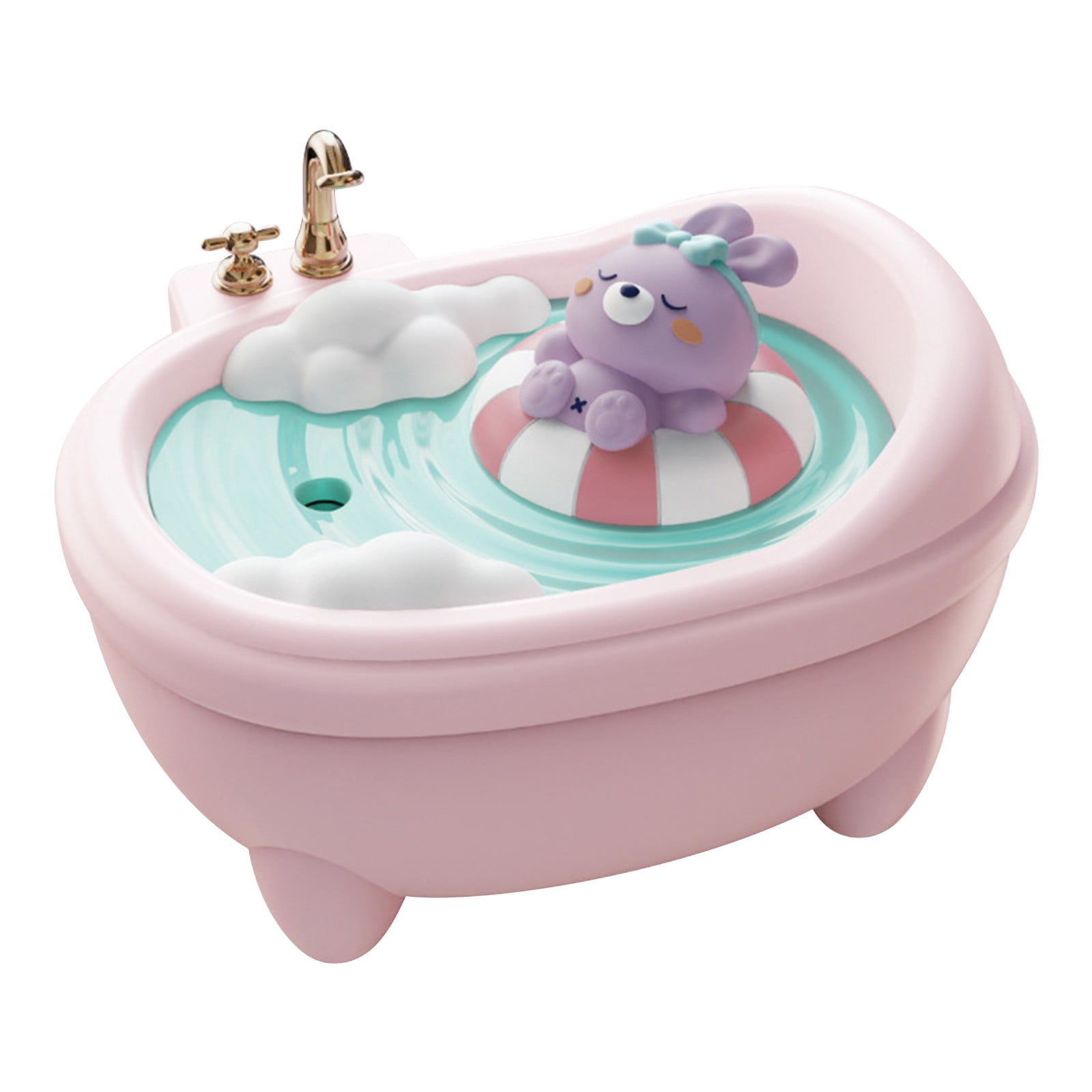 QQYIDA Mini Bathtub Humidifier, Cool Mist Desktop Air Hydrator with Ambient Light for Bedroom and Office (White, 10 fl oz) pdu2o