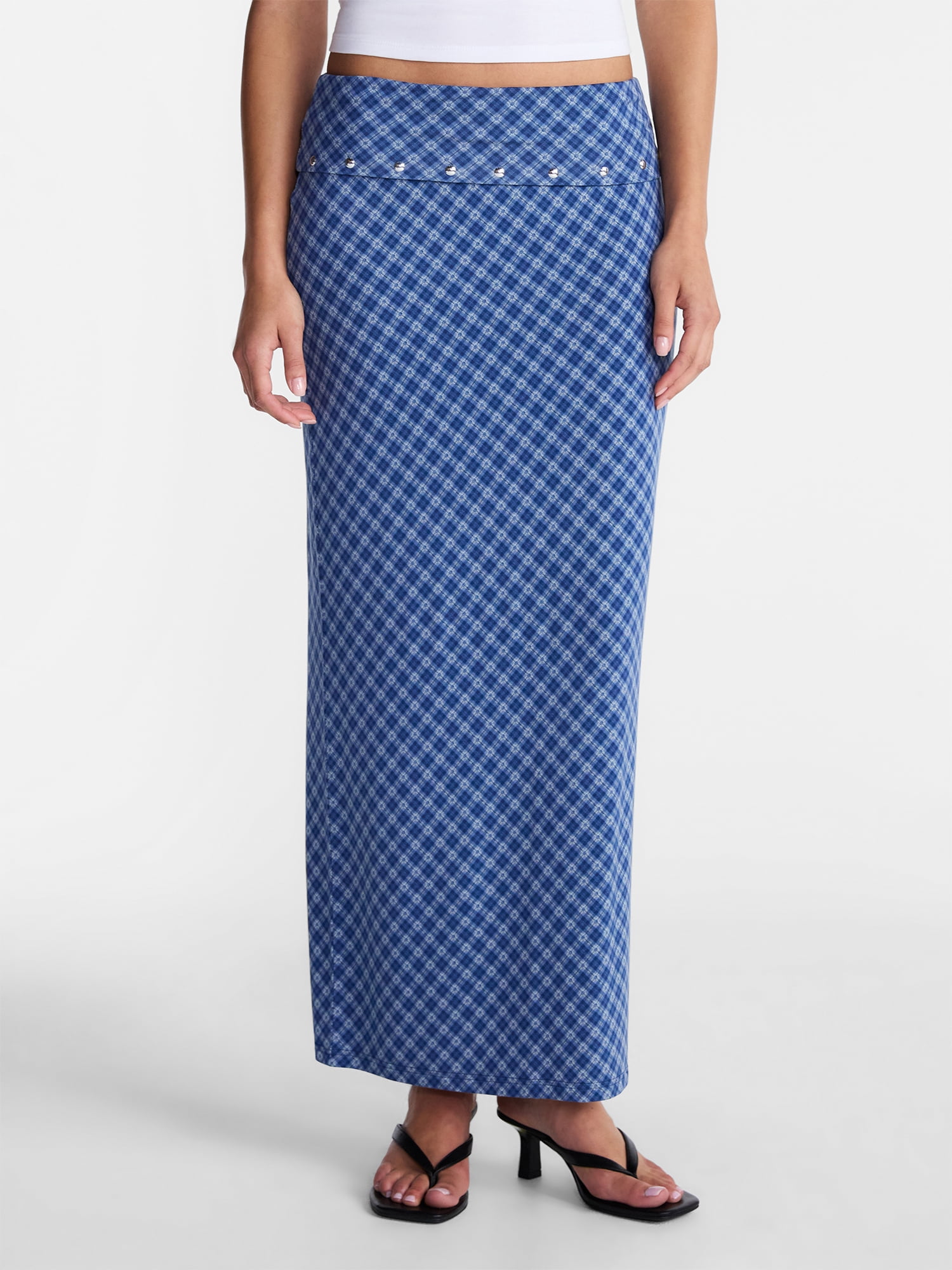 No Boundaries Women's Foldover Knit Maxi Skirt (Blue, XXS-XXL) jo7ng