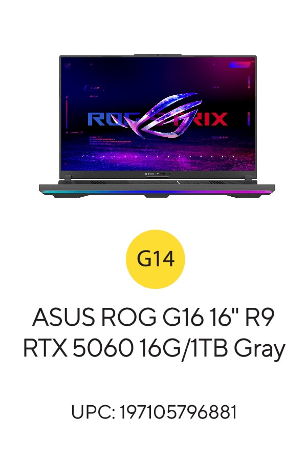 ASUS ROG Strix G16 (2025) Gaming Laptop, 16 in WUXGA 165Hz Display, AMD Ryzen 9 9955HX, RTX 5060 8GB, 16GB RAM, 1TB SSD (Eclipse Gray) 4etim
