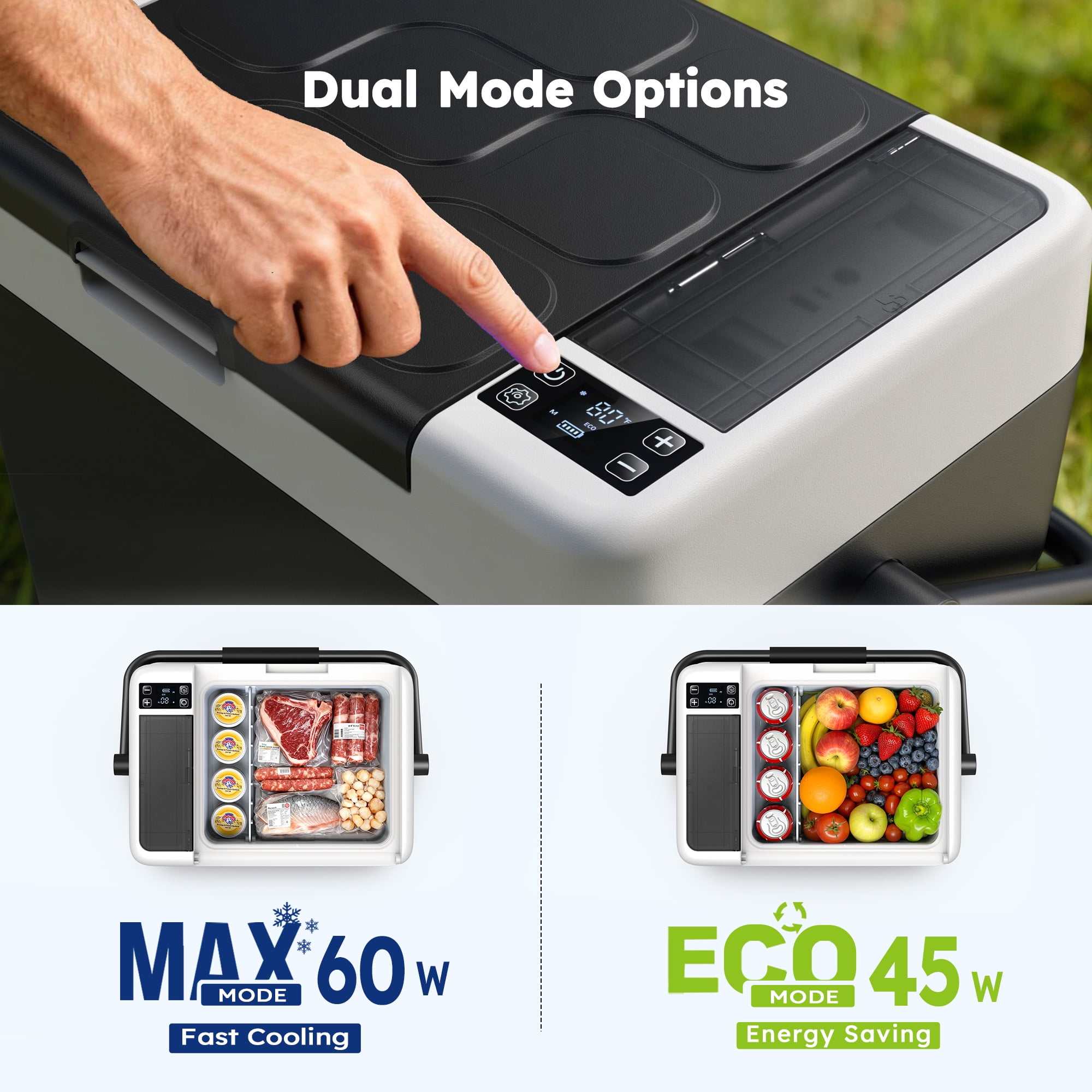 SIMZLIFE 12V Portable Car Refrigerator, Electric Cooler and Freezer for Camping and Travel (Black, 12 qt) 030x1