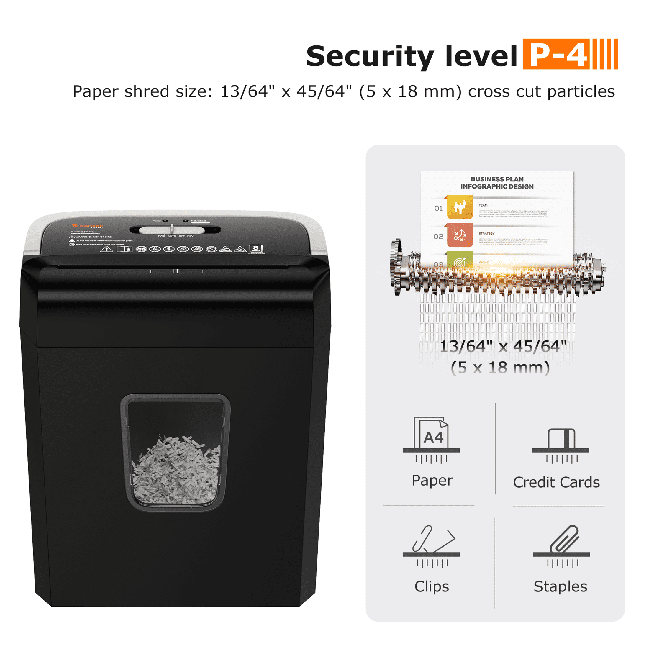 Bonsaii C277-C 8-Sheet Cross-Cut Paper Shredder for Home Office (3.4 Gallon) yqyfb