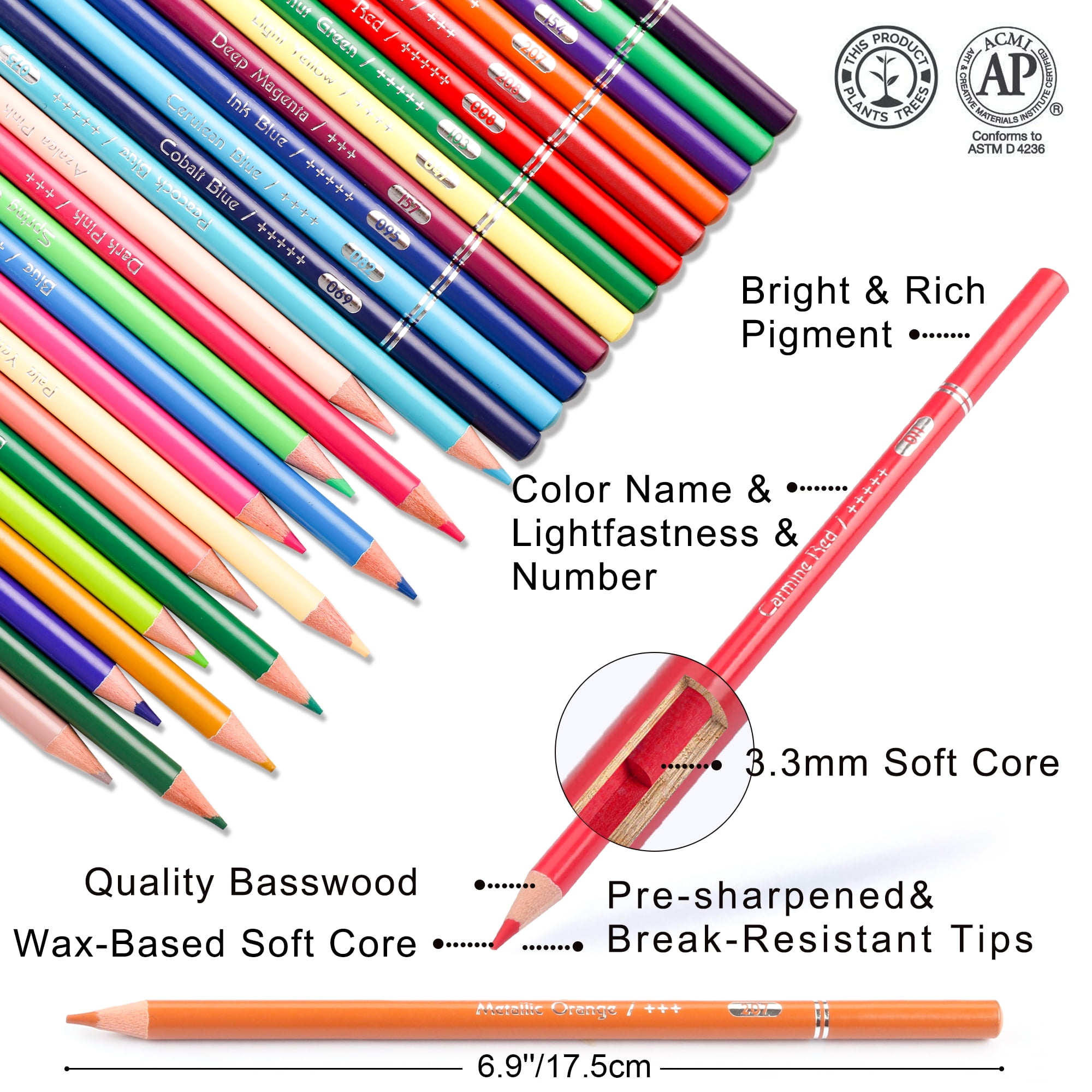 HIFORNY 120-Piece Soft Core Colored Pencil Art Set for Drawing, Sketching & Adult Coloring (120 Count) wsim5