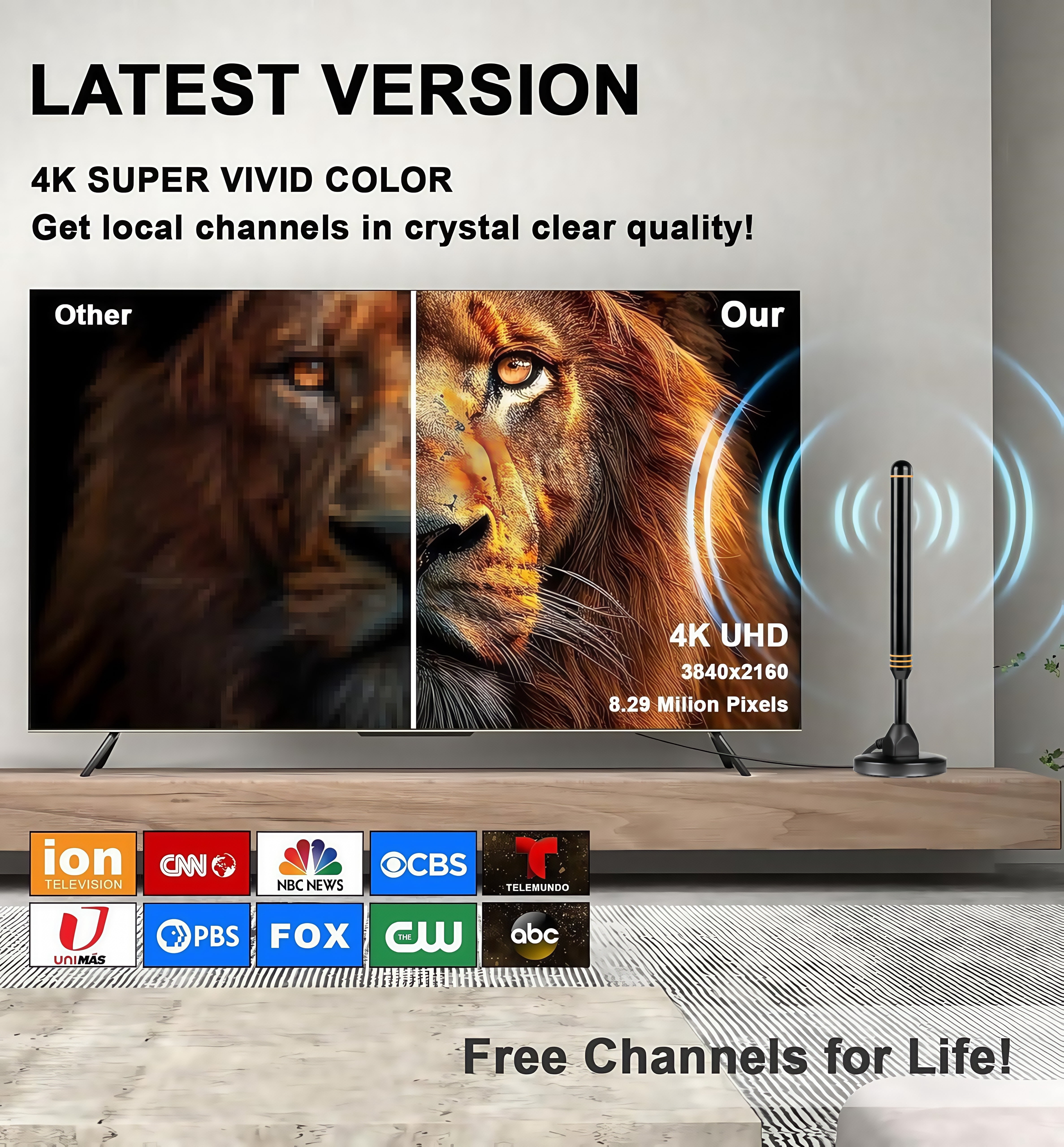 DNXNIAIFY Amplified HD TV Antenna for Local Channels (Orange, 1 Pack) wdhp1