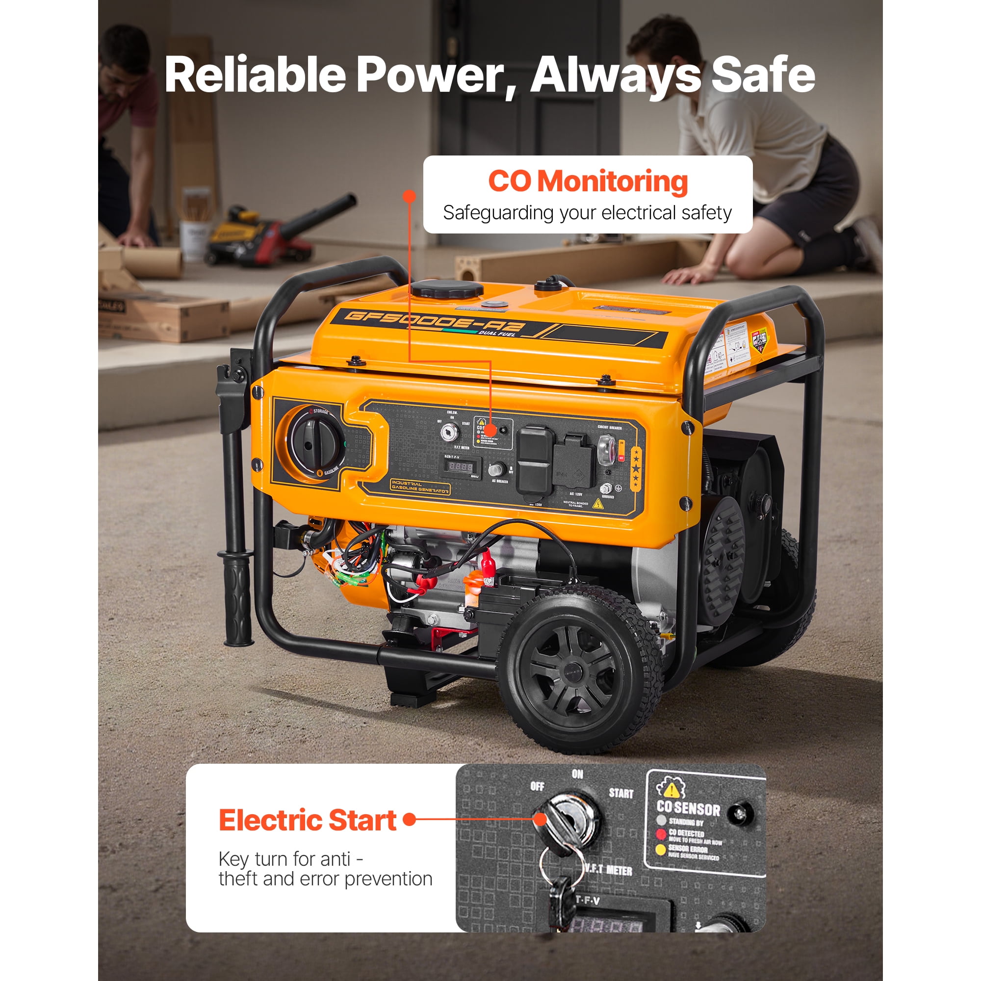KFFKFF Dual Fuel Portable Generator, 4650W Peak Power, Electric Start Home Backup (4.1 gal) iod3r