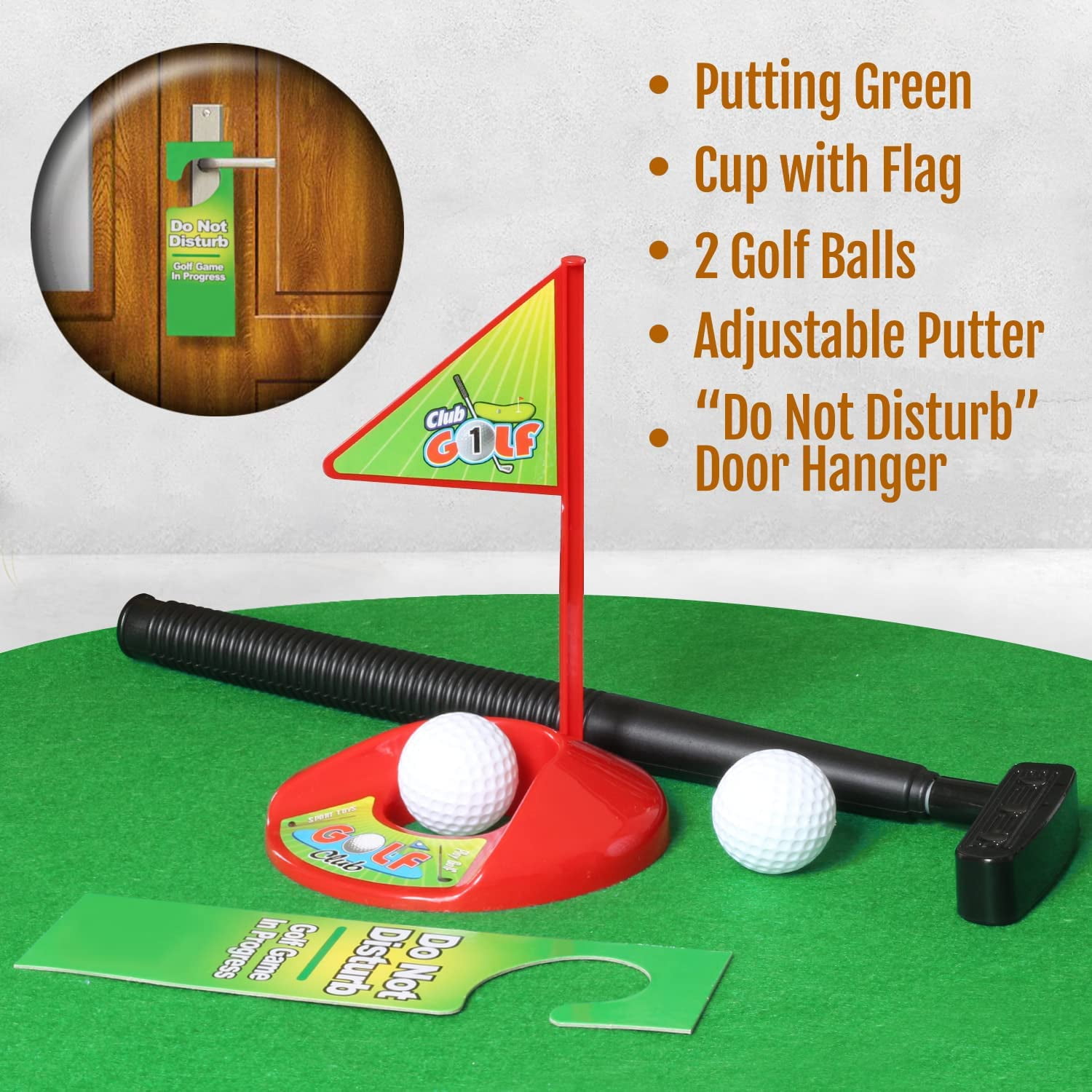 Novelty Place Mini Golf Game Set for Bathroom and Office (Green, 15-25 in Putter) r2v2w