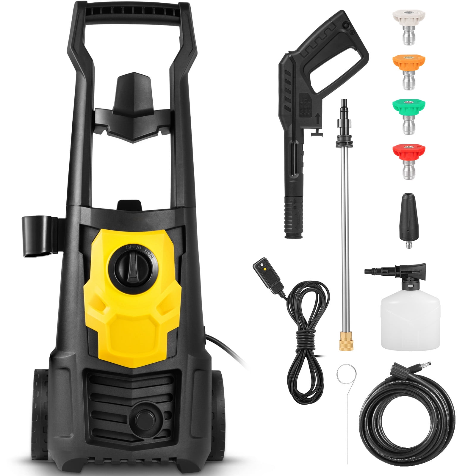 KFFKFF Electric Pressure Washer (2000 PSI, 1.65 GPM, 30 ft Hose, 5 Spray Nozzles) mto86