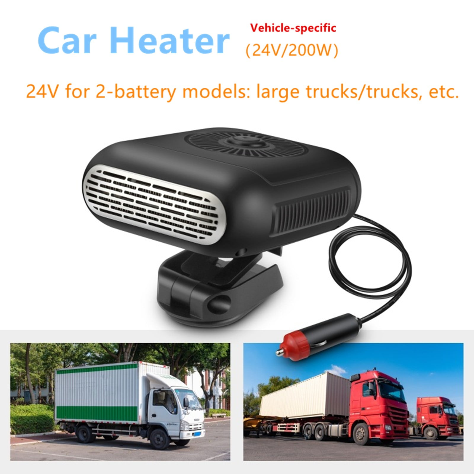 ZFYXGS 2-in-1 Portable Car Heater and Windshield Defroster (24V, Black) 7li9p